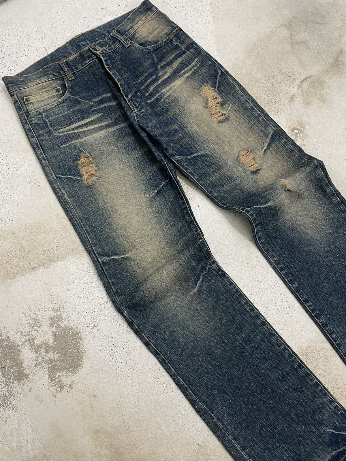 PPFM Vintage 90’s Japan Designer Ppfm Revolution Distressed Denim Size US 32 / EU 48 - 4 Thumbnail