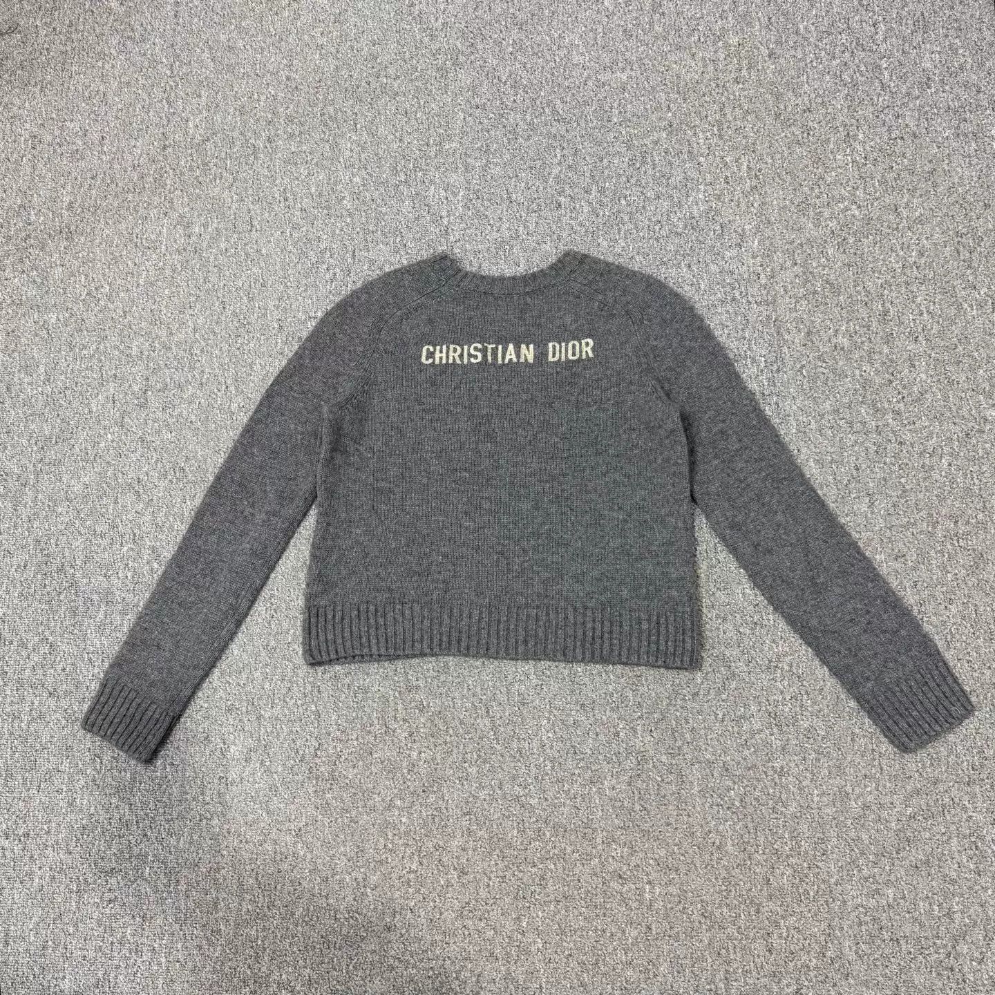 Dior Dior gray crewneck cashmere knit sweater back logo 38 Size S / US 4 / IT 40 - 2 Thumbnail