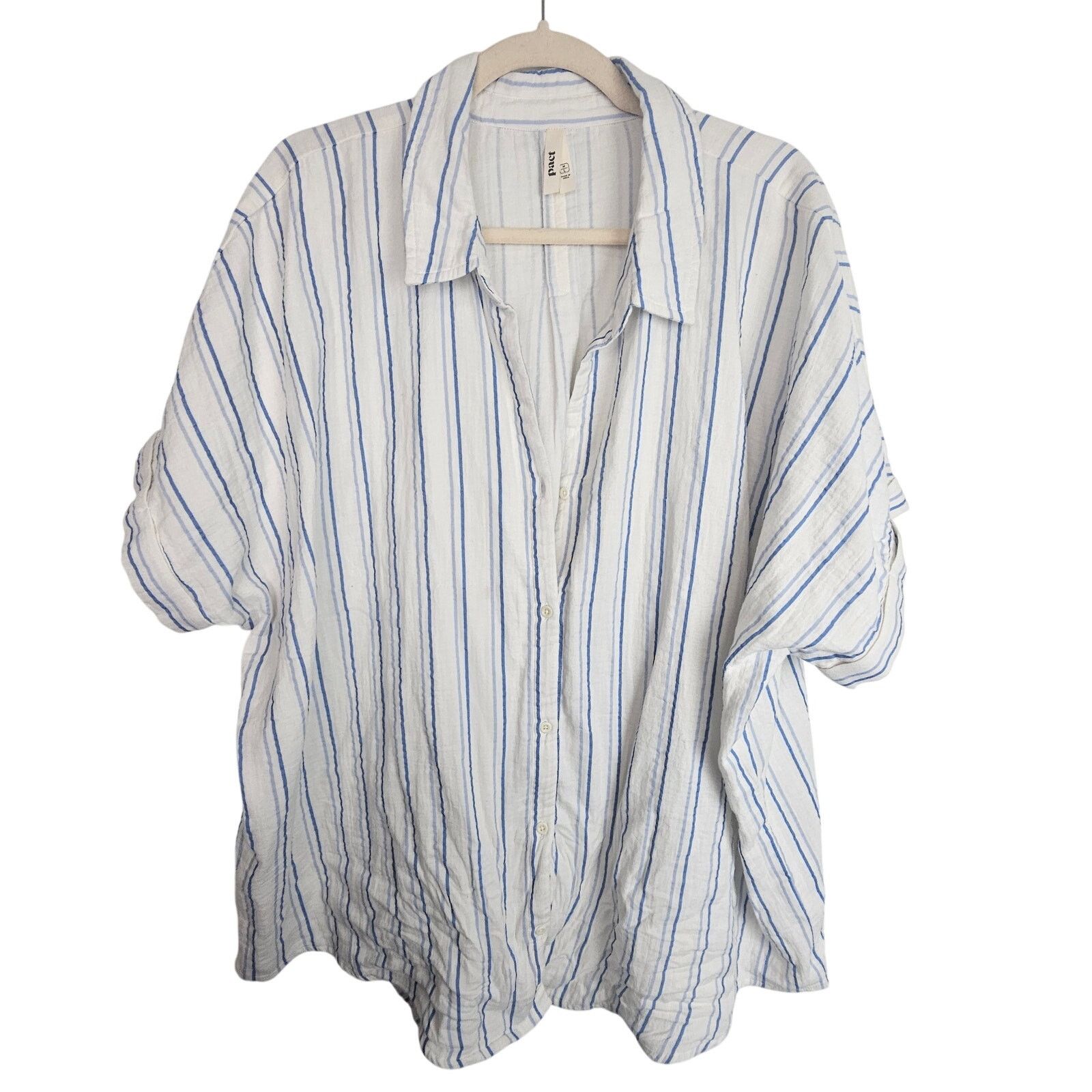 PACCBET Pact Atlantic Stripe Double Gauze Oversized Shirt M/L Size L / US 10 / IT 46 - 1 Thumbnail