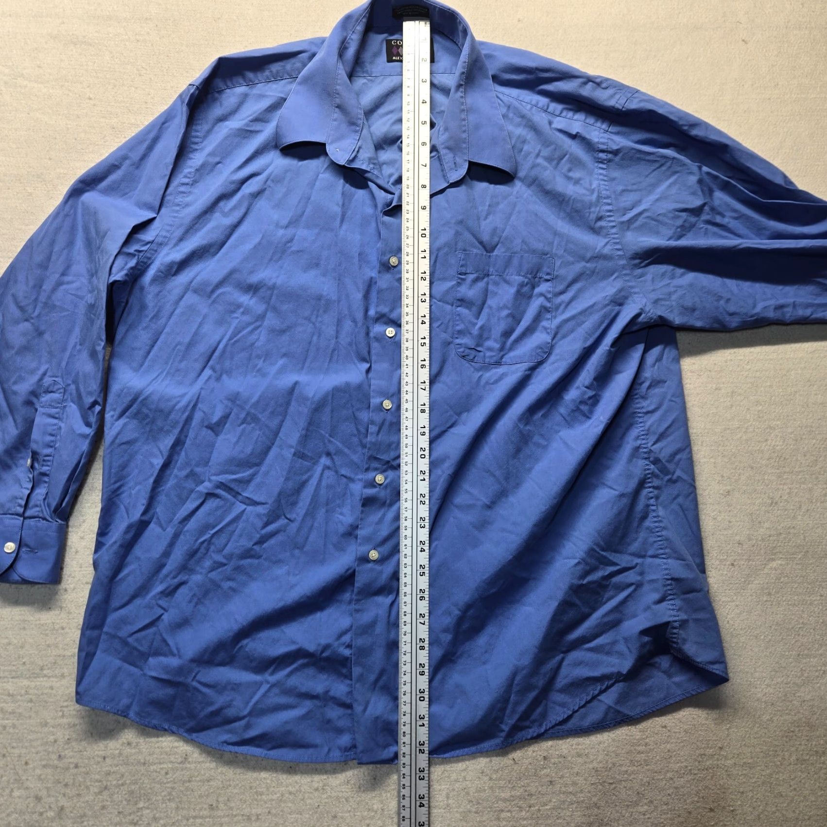 Alexander Julian Alexander Julian Colours Solid Blue Button Shirt Men 2XL Blue Button-Up Collared Woven Cotton Blend Regular Size 2XL Mens Size US XXL / EU 58 / 5 - 5 Thumbnail
