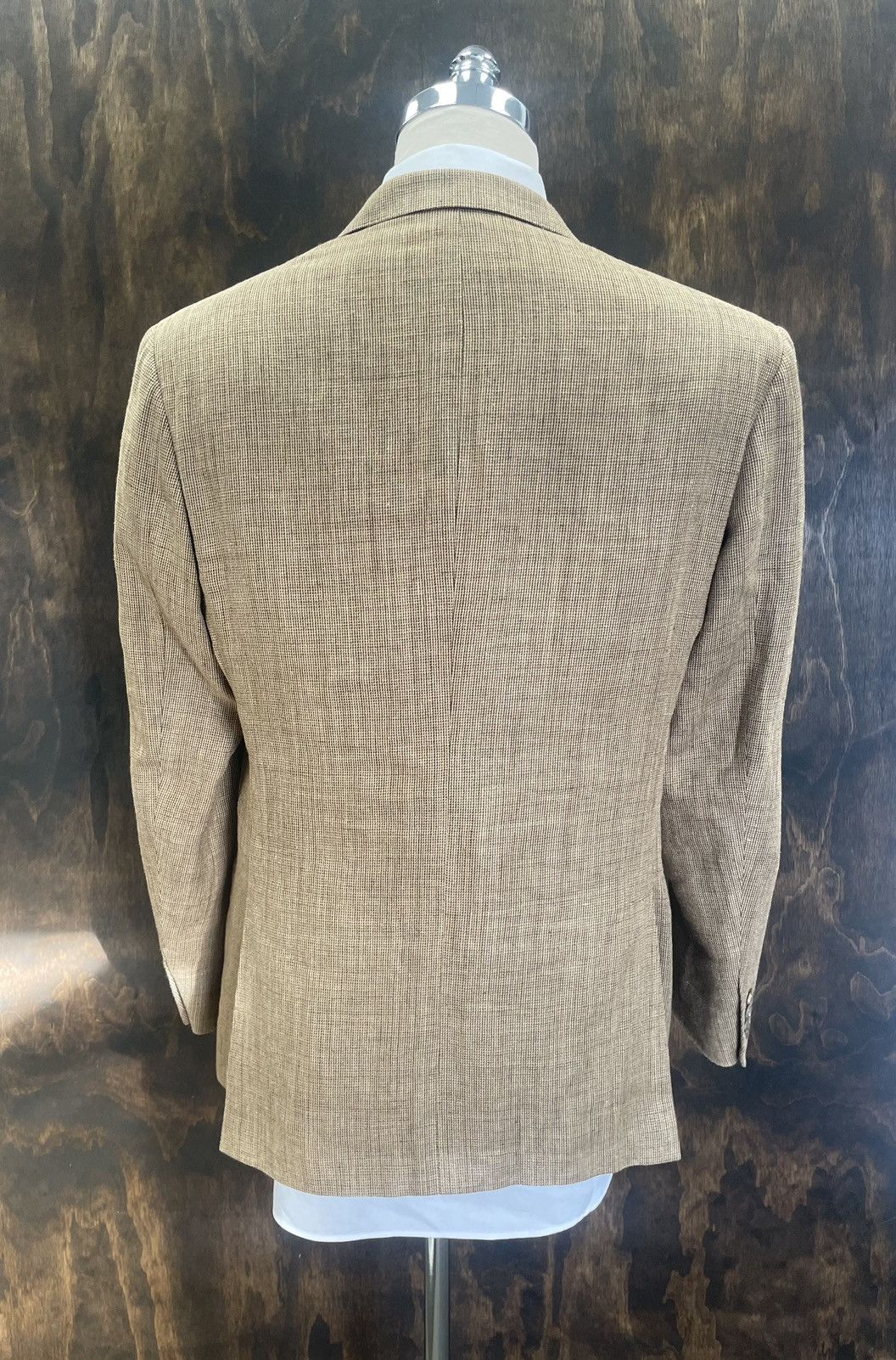 Polo Ralph Lauren Micro Checked Silk & Linen-Blend Tweed Jacket Size 42R - 4 Thumbnail