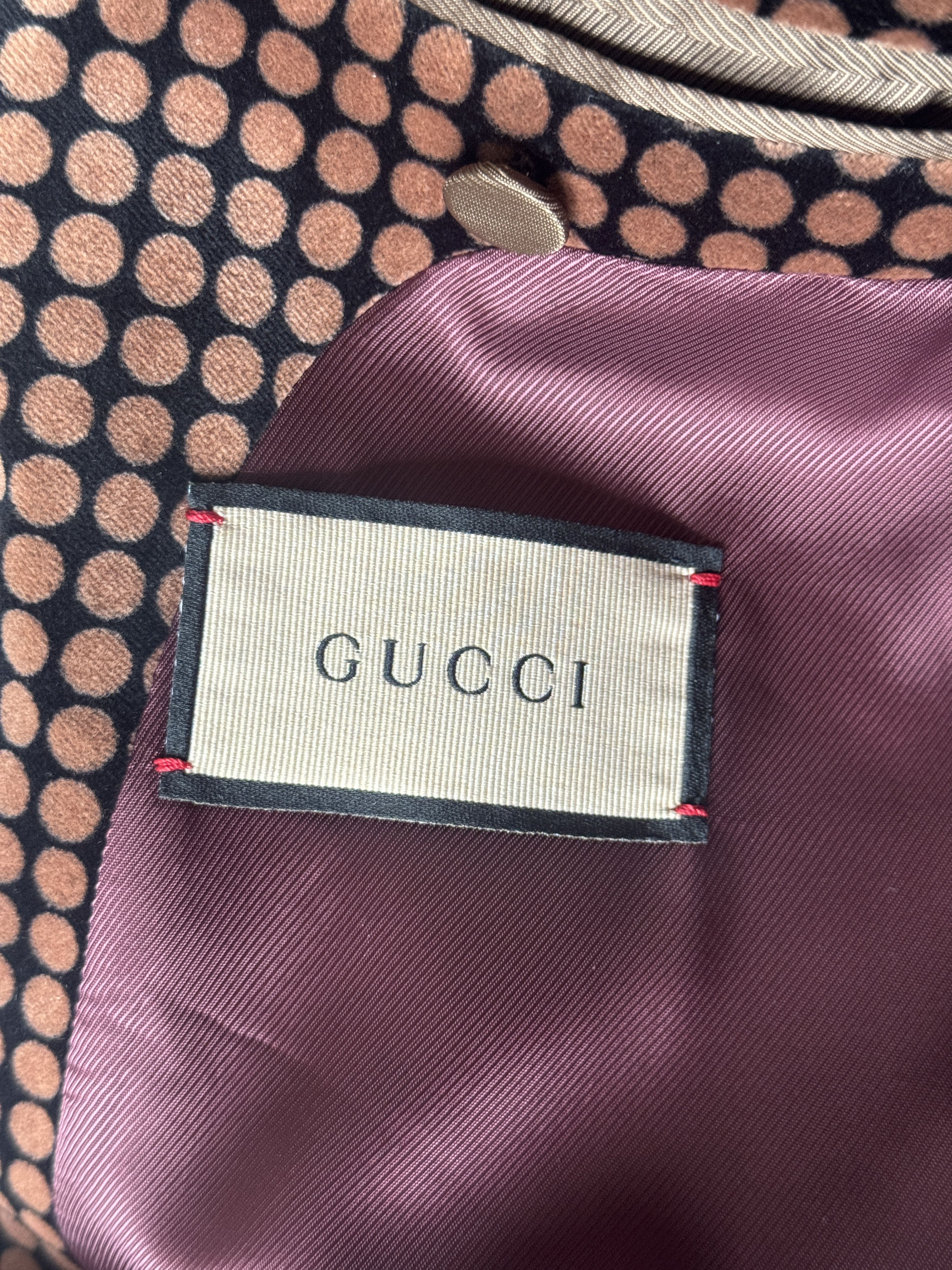 Gucci 48 M - Gucci Polka Dot Print Blazer Brown Suit Jacket Size 48R - 11 Thumbnail