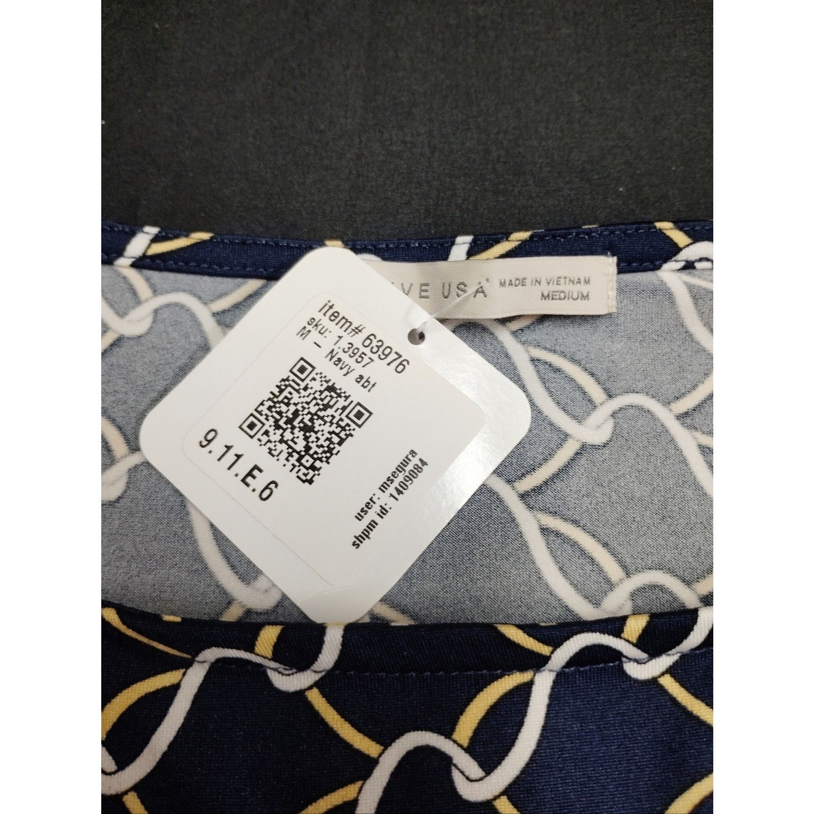 NADA Nadine West Active USA Navy and Cream Chain-Print Top Size M / US 6-8 / IT 42-44 - 3 Thumbnail