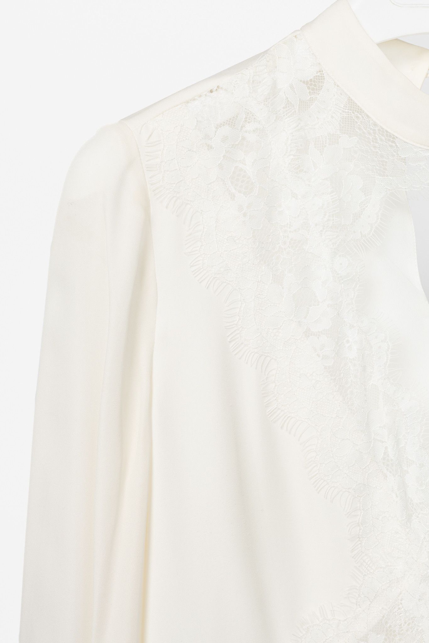CAMI NYC CAMI NYC Skylar White Silk-Crepe Lace-Trim Cutout Blouse Size M / US 6-8 / IT 42-44 - 5 Thumbnail