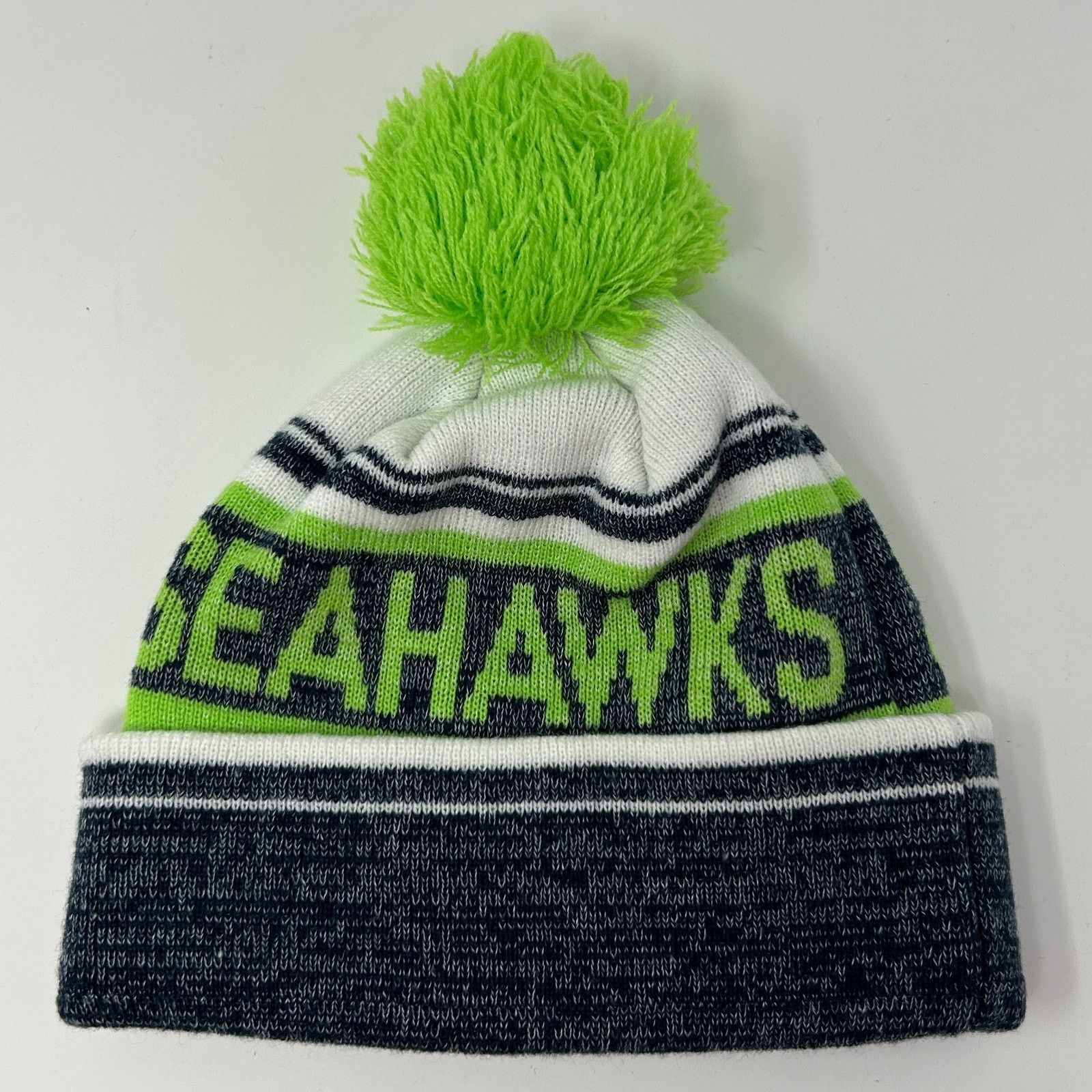 New Era Seattle Seahawks Cuffed Pom Pom Beanie Toque Winter Hat NFL Size ONE SIZE - 3 Thumbnail