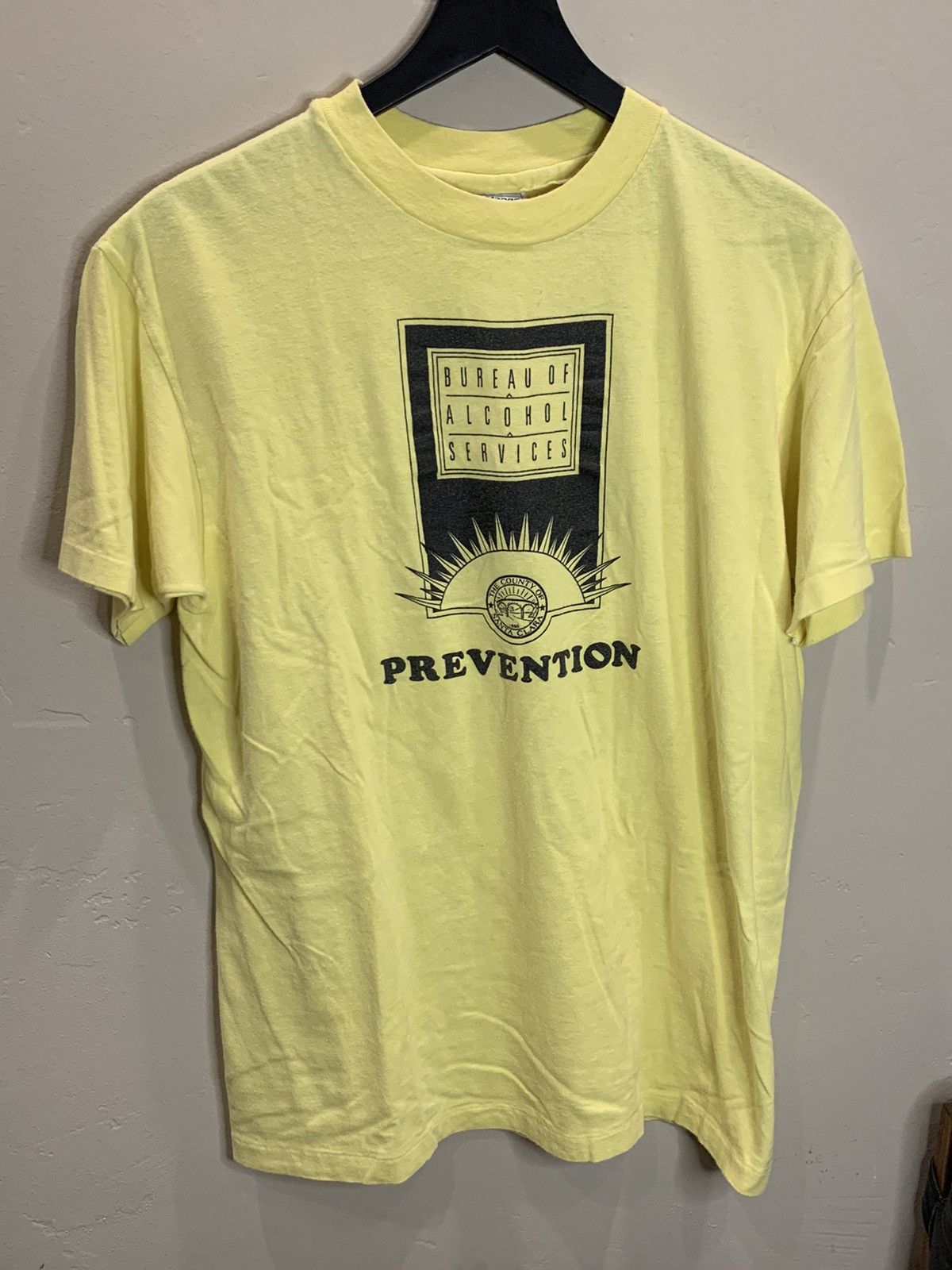 image of Made In USA Vintage 80's Bureau Alcohol Services Prevention Shirt in Yellow/Black, Men's (Size Larg
