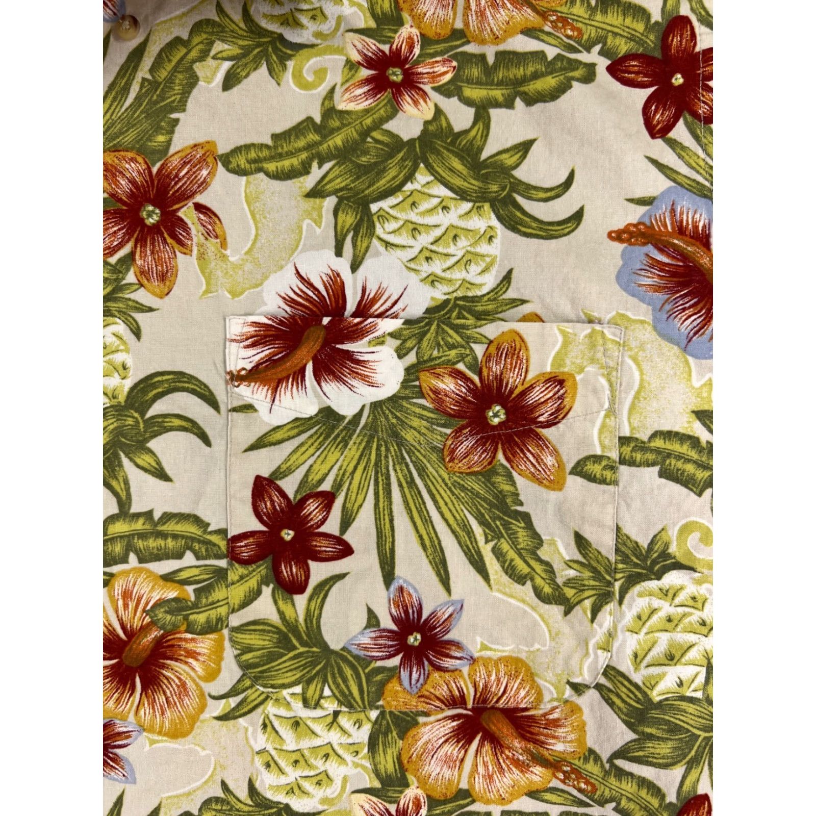 Vintage Crossings Shirt Mens XL Beige Floral Hibiscus Pineapple Plumeria Cotton Size US XL / EU 56 / 4 - 6 Thumbnail