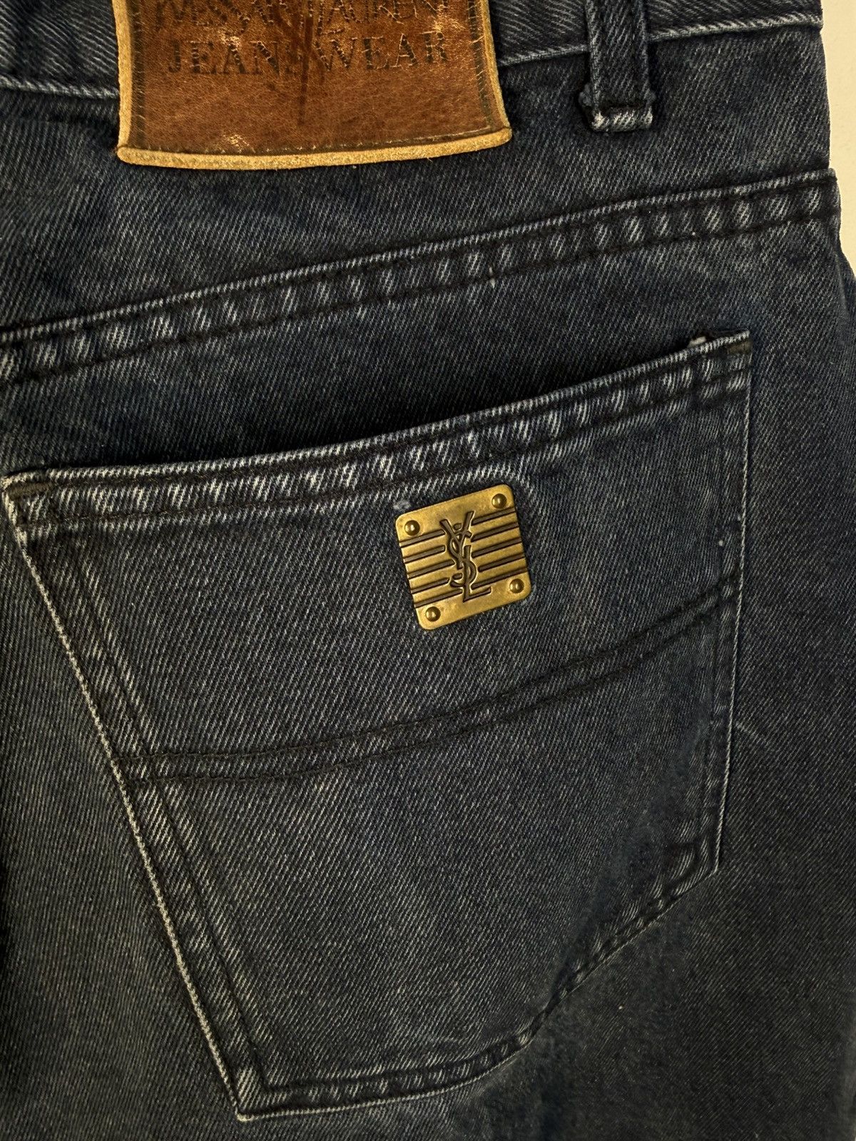 Yves Saint Laurent 90s 34x34 Vintage YSL Jeans Denim Pants Metal Logo Selvedge Size US 34 / EU 50 - 4 Thumbnail