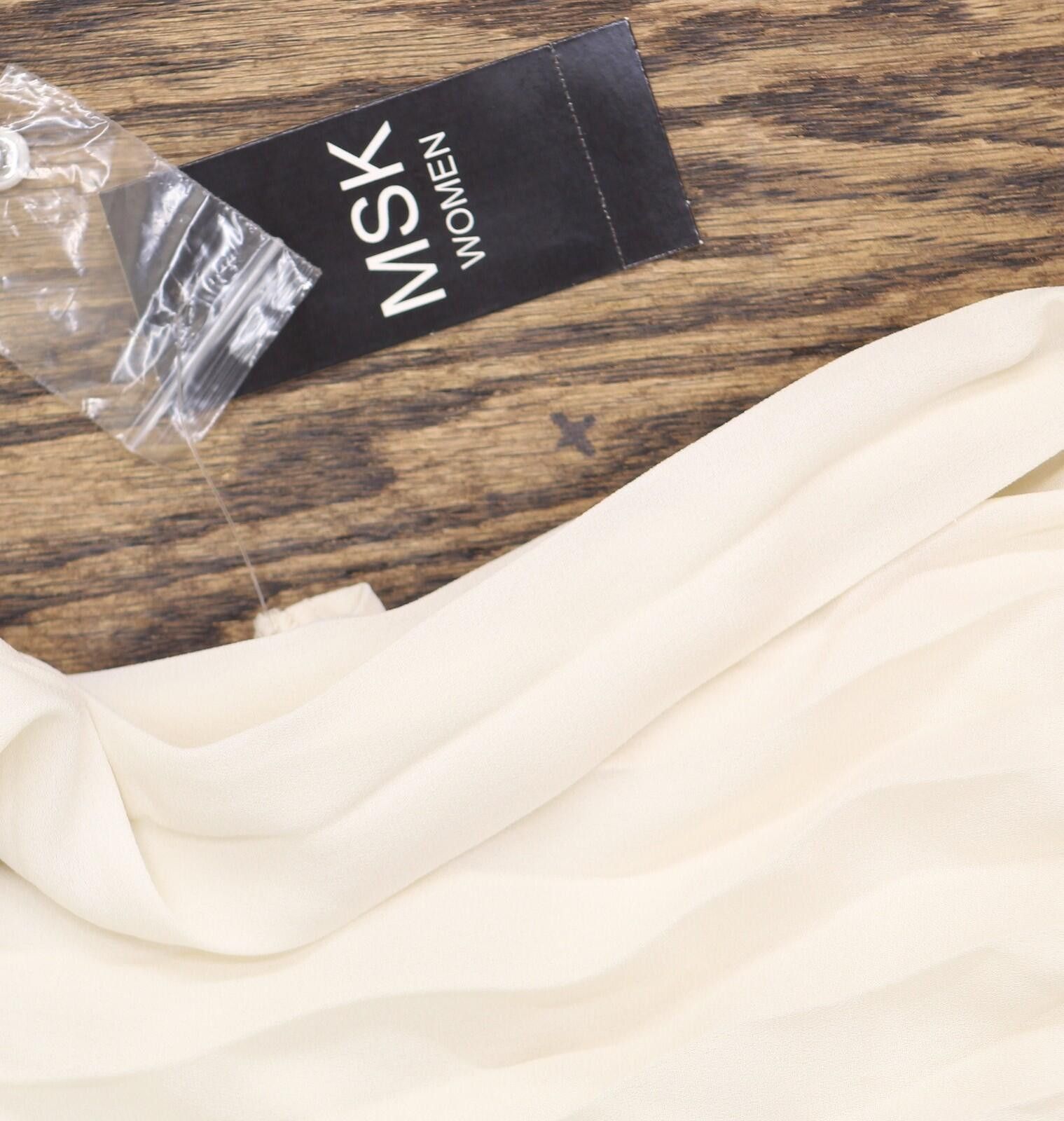Other Msk Neck Flutter Sleeve Pleated Dress Birch Off White 1x Size XL / US 12-14 / IT 48-50 - 3 Thumbnail