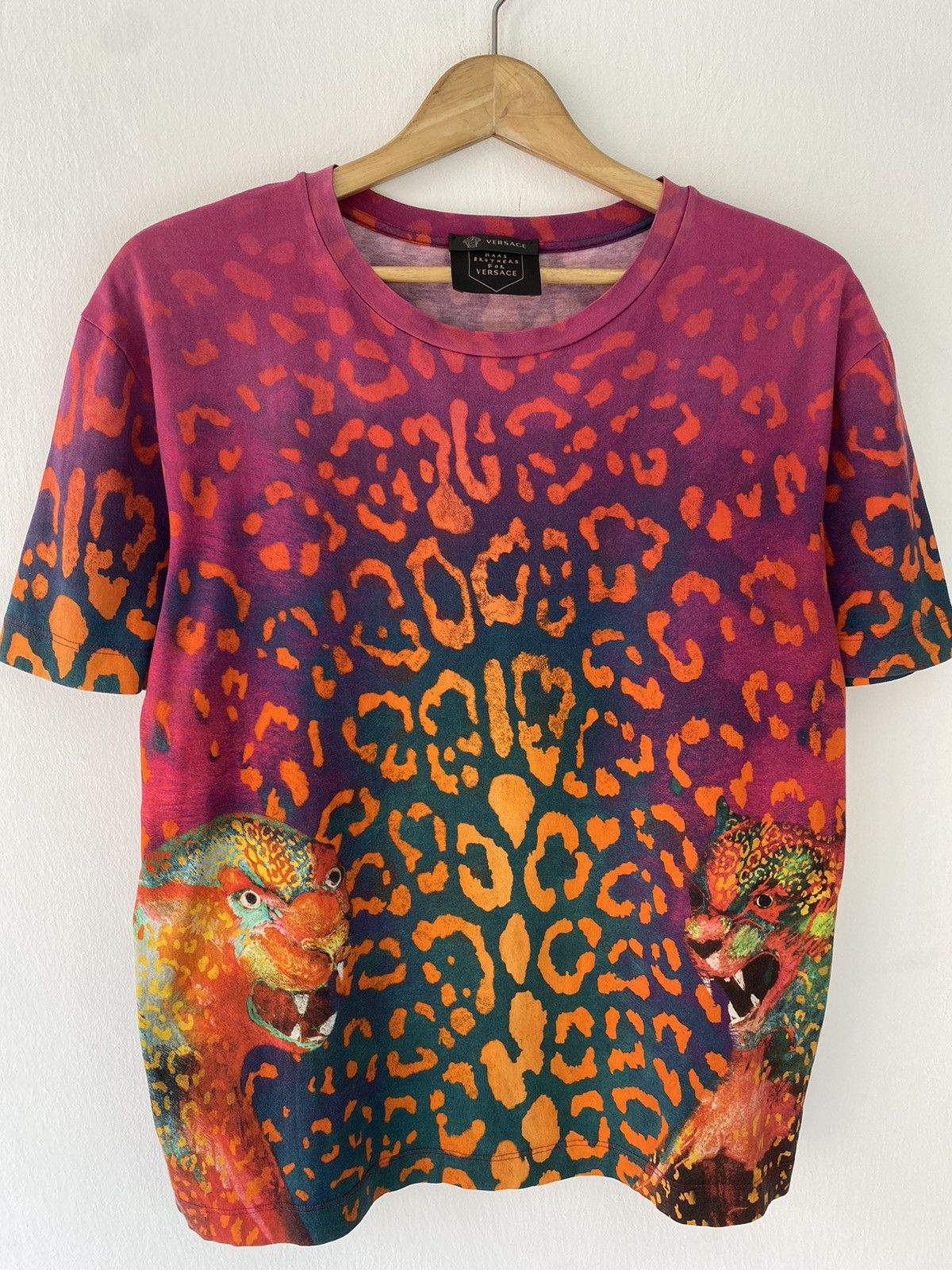image of Versace Haas Brothers For Versace Jaguar T-Shirt in Tango Red, Men's (Size Medium)