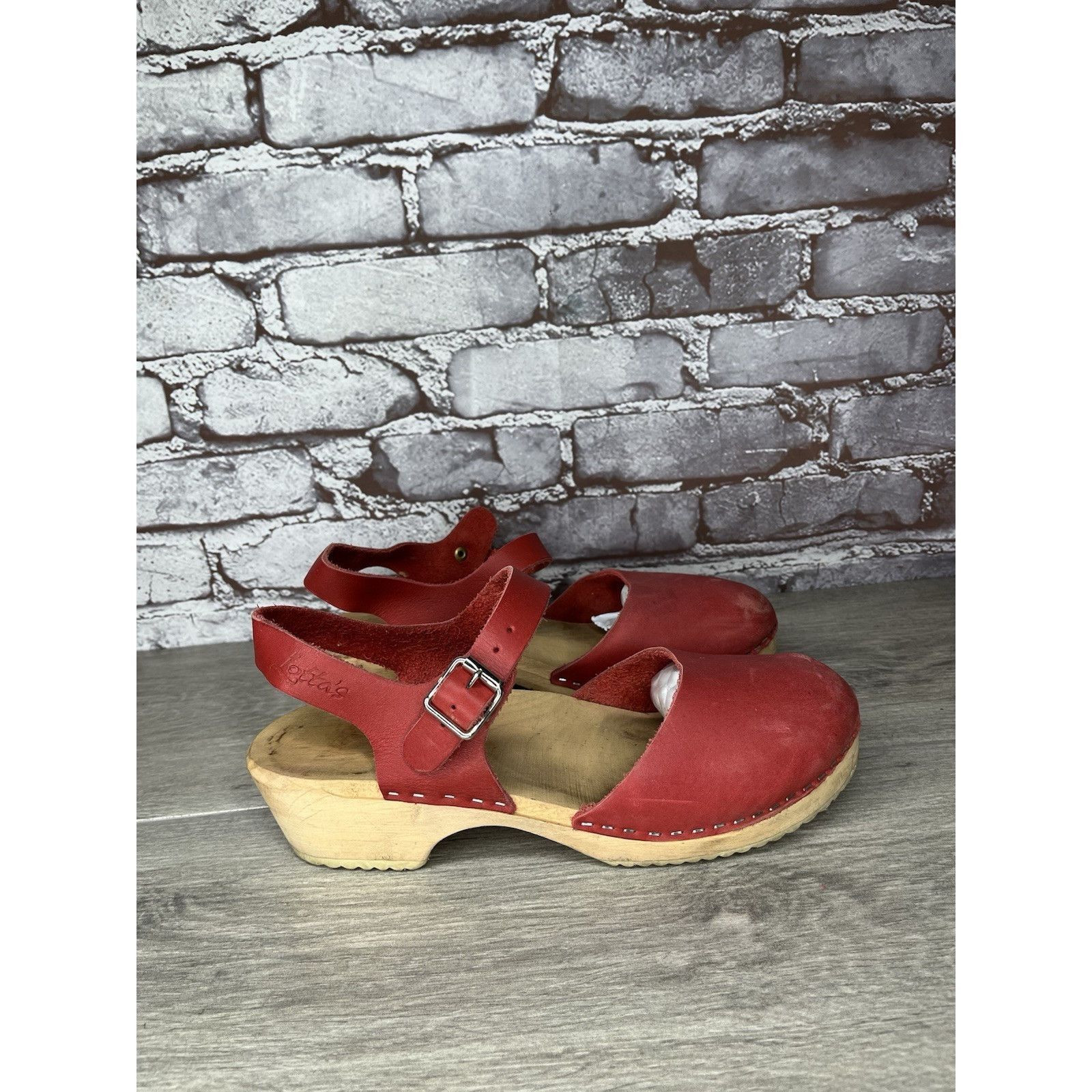 Warren Lotas Lotta's Stockholm T-bar Highwood Red Leather Clogs Nubuck Wo Size US 10.5 / IT 40.5 - 7 Thumbnail