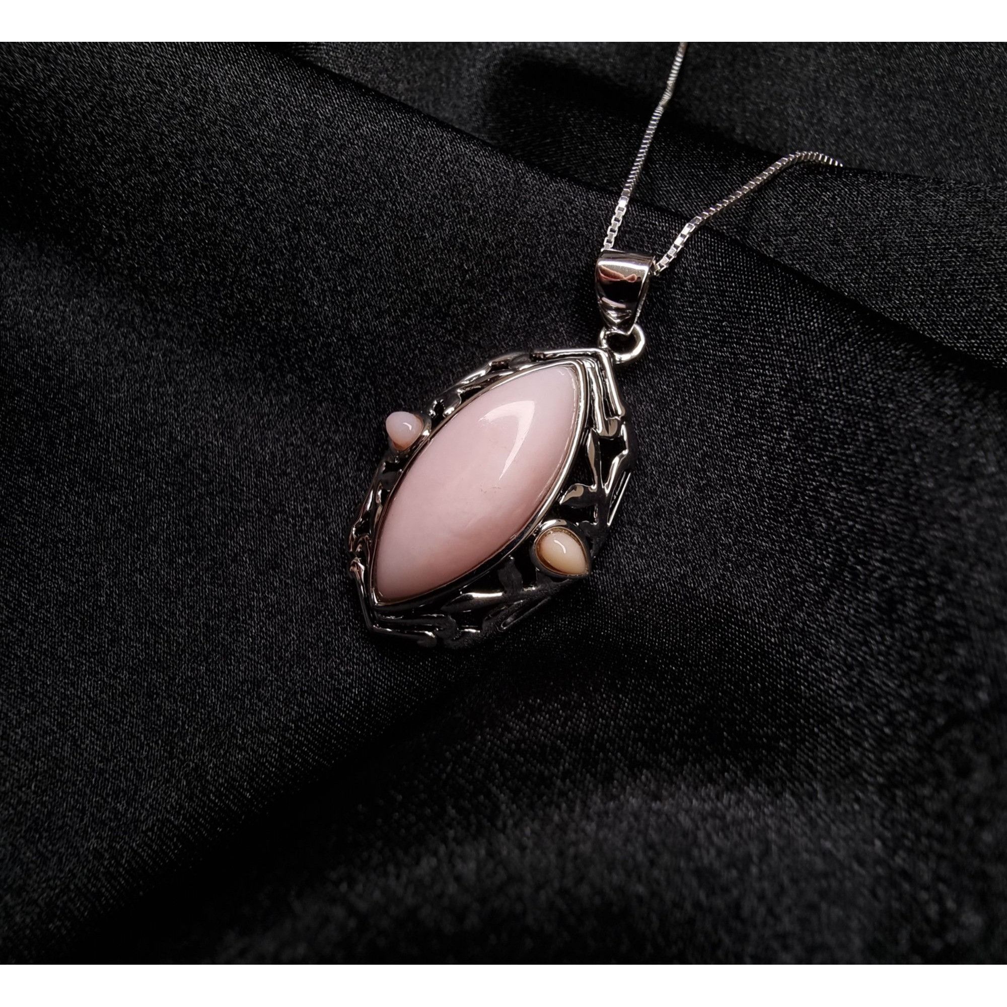 Other Pink Agate Pendant Necklace In Sterling Silver 925 BBJ Signe Size ONE SIZE - 2 Thumbnail