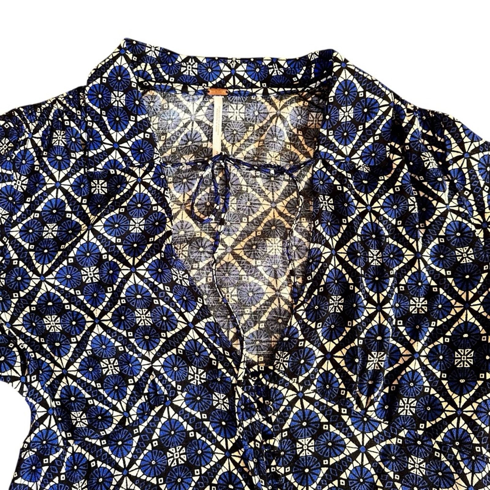 Free People Free People Melody Mosaic Mini Dress – Blue/Black – Size 2 Size XS / US 0-2 / IT 36-38 - 5 Thumbnail