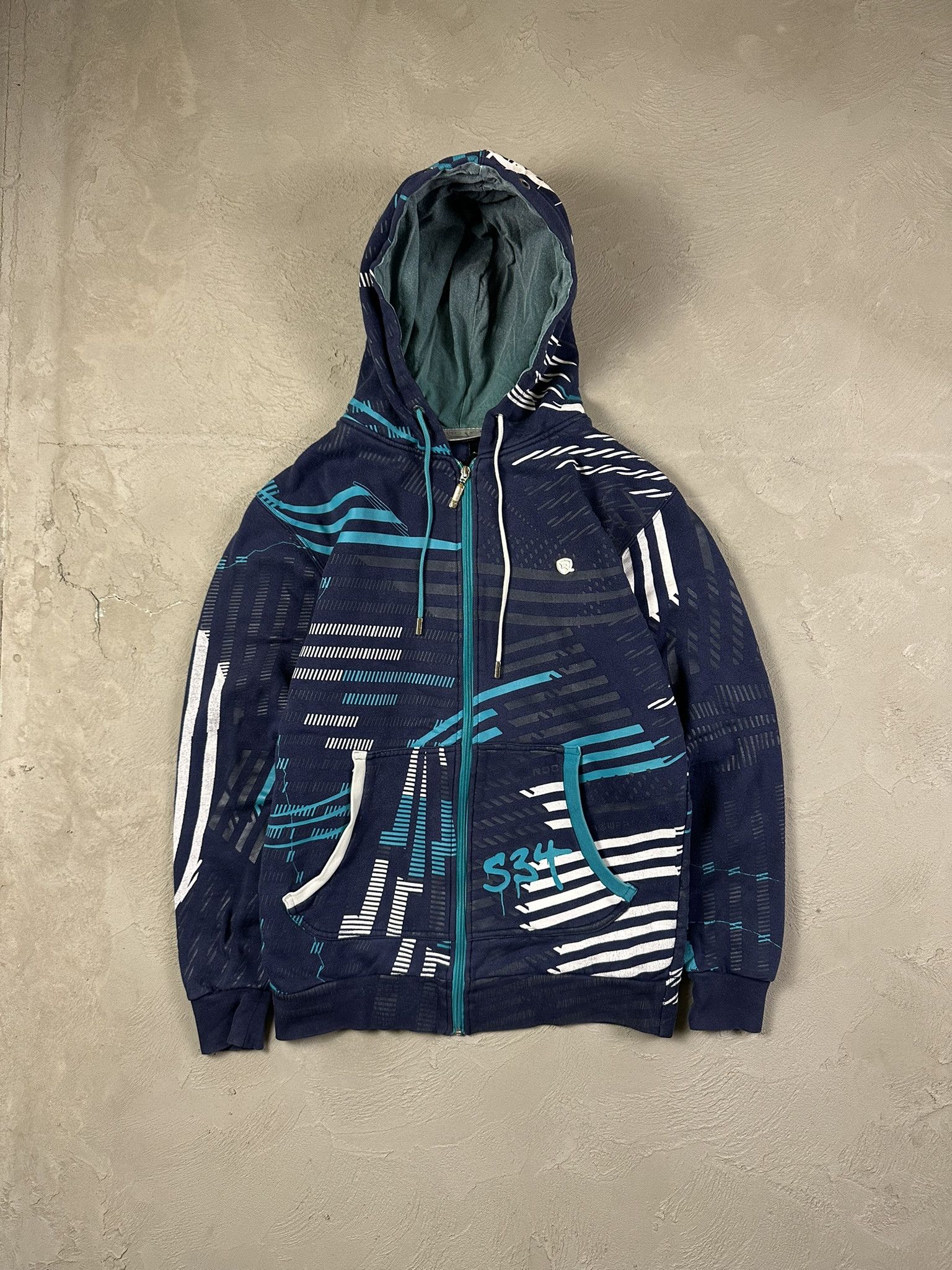 Rocawear Vintage Crazy Y2k Rocawear Fullprint Hiphop Rap Zip Hoodie Size US S / EU 44-46 / 1 - 1 Thumbnail
