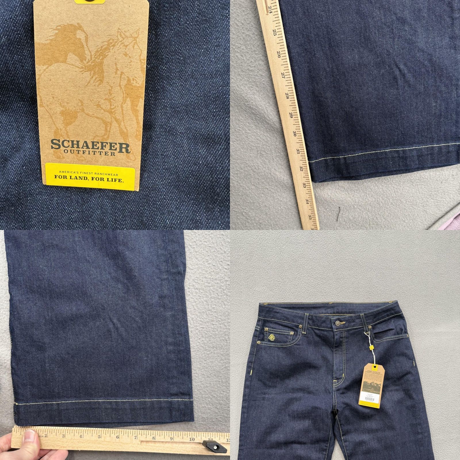 Vintage Schaefer Outfitter Jeans Womens 31 Dark Indigo Bootcut Denim Zip Pocket Spandex 31R 31L USA Womens Boots Size 24" / US 00 / IT 34 - 8 Thumbnail