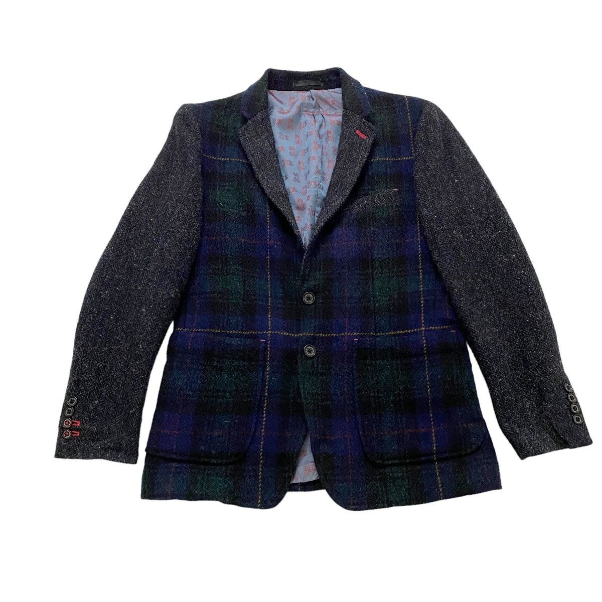 Harris Tweed × Japanese Brand × Psycho Bunny ☀️Harris Tweed x Psycho Bunny wool tartan multicolor jacket Size US S / EU 44-46 / 1 - 1 Thumbnail