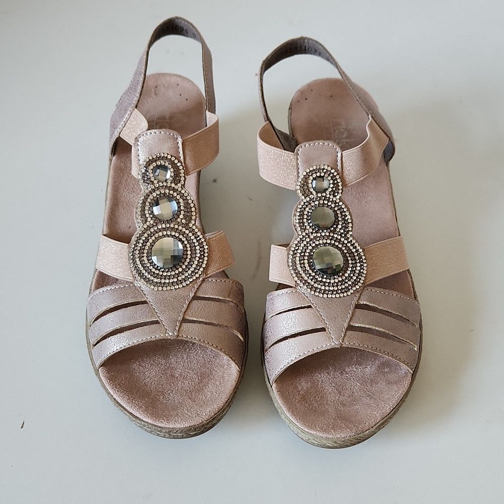 Rieker RIEKER | Women's Fanni 59 Sandals Espadrilles Wedges Pink S Size US 10 / IT 40 - 4 Thumbnail