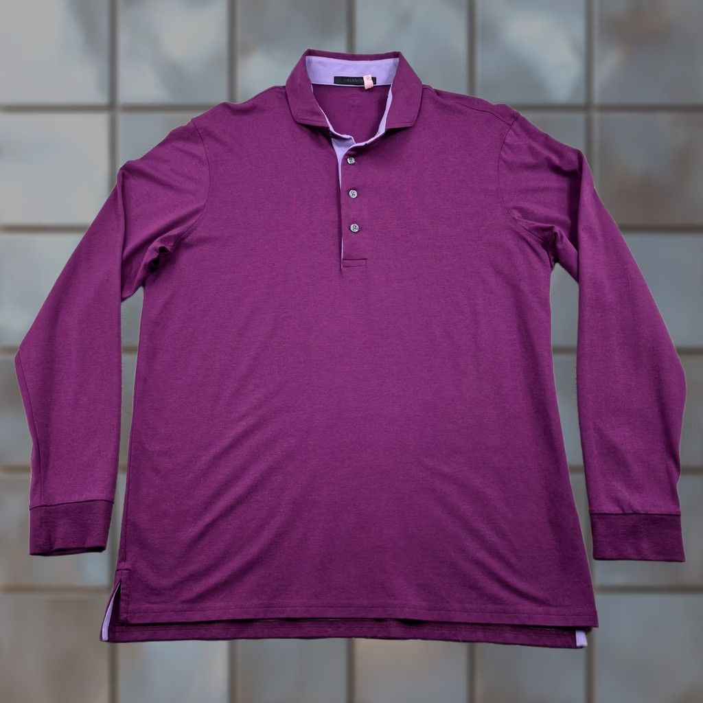 Vintage Greyson Polo Golf Shirt Mens Large Purple Pima Cotton Stretch Knit Long Sleeve Size US L / EU 52-54 / 3 - 1 Thumbnail