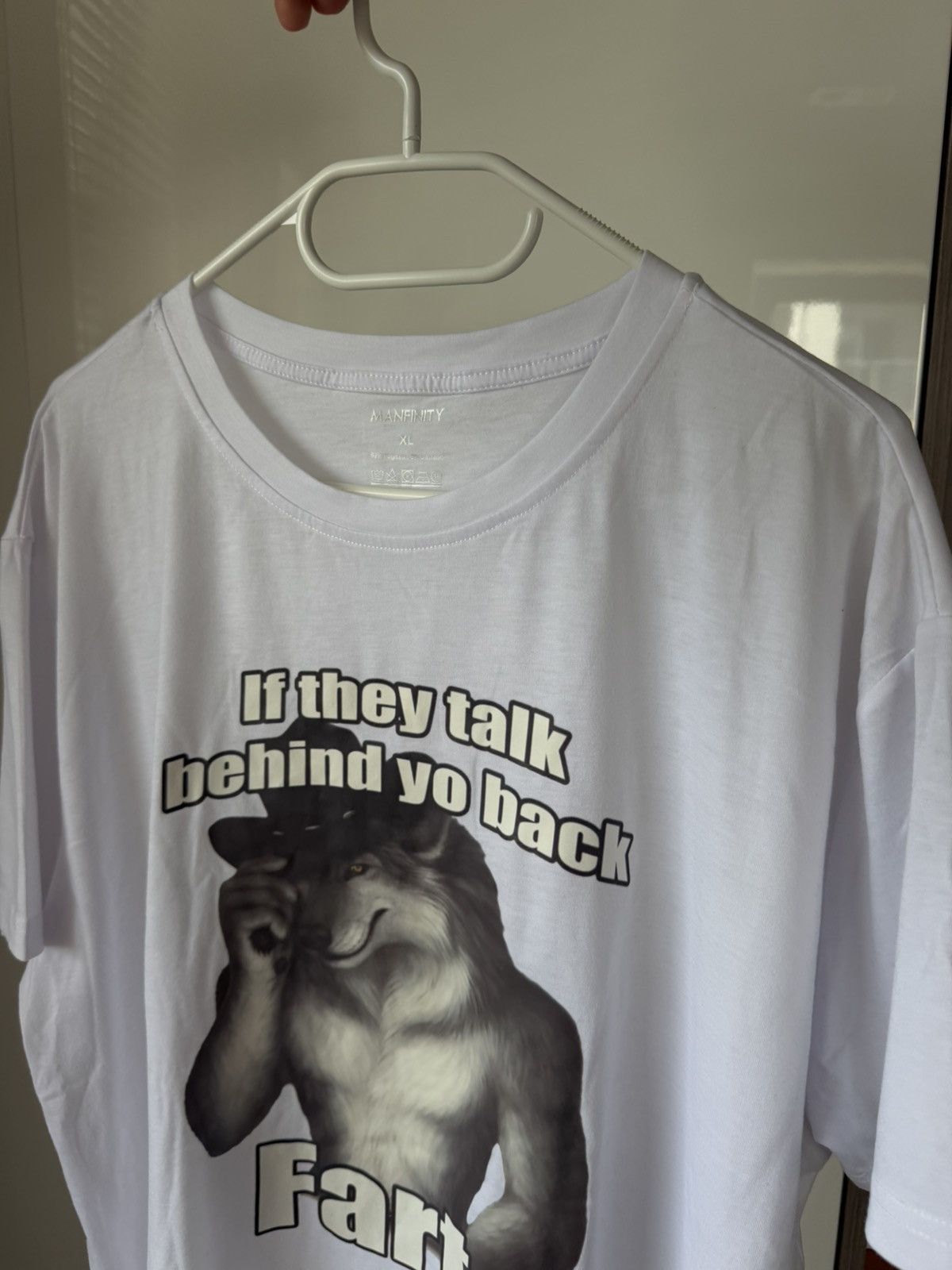 Other MeMe Tee Manfinity Wolf If They Talk Behind Yo Back FART Size US XL / EU 56 / 4 - 6 Thumbnail