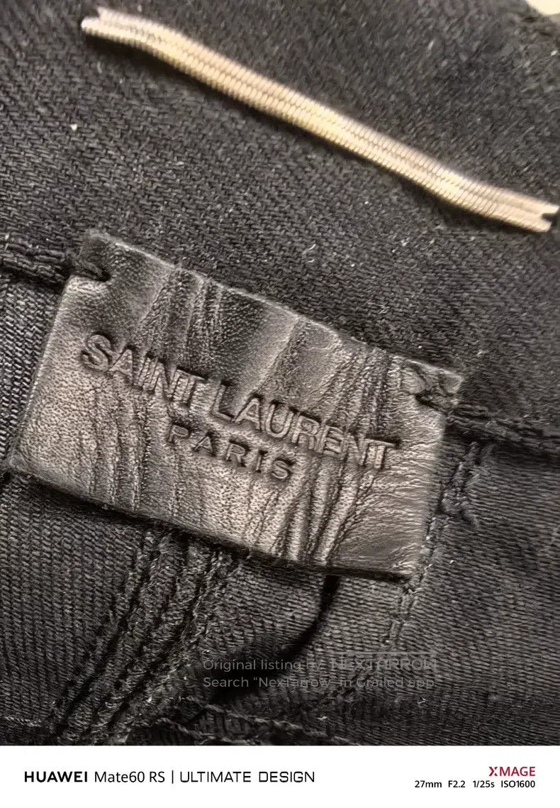 Saint Laurent Paris Saint Laurent Paris Black Leather and Fabric Moto Pants Size US 27 - 6 Thumbnail