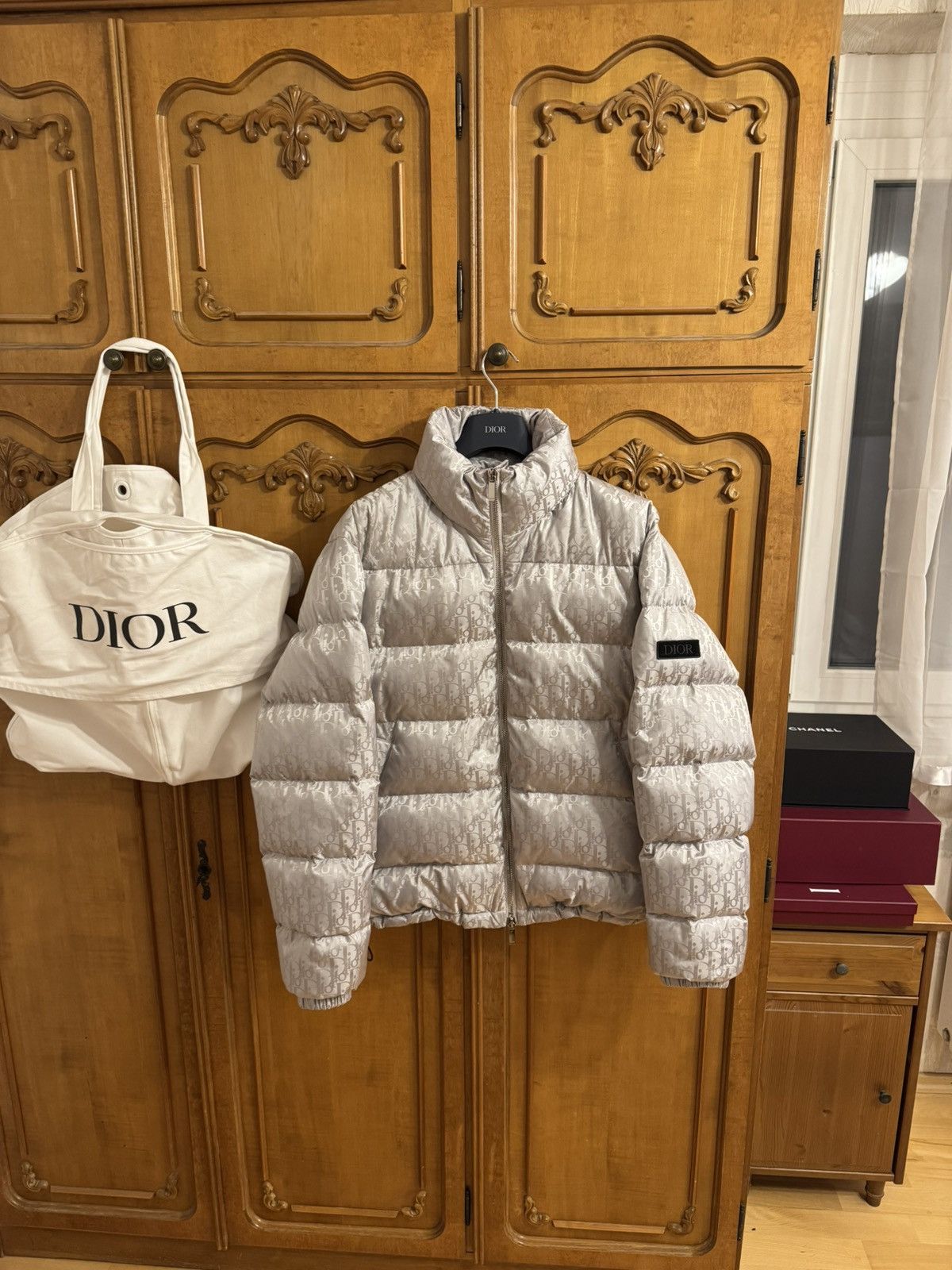 Dior Dior Oblique Puffer Jacket Silver Size US L / EU 52-54 / 3 - 1 Thumbnail