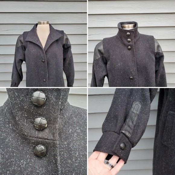 Vintage Vintage 80s Retro Preppy Acadamia Black Gray Wool Blend Leat Size L / US 10 / IT 46 - 3 Thumbnail