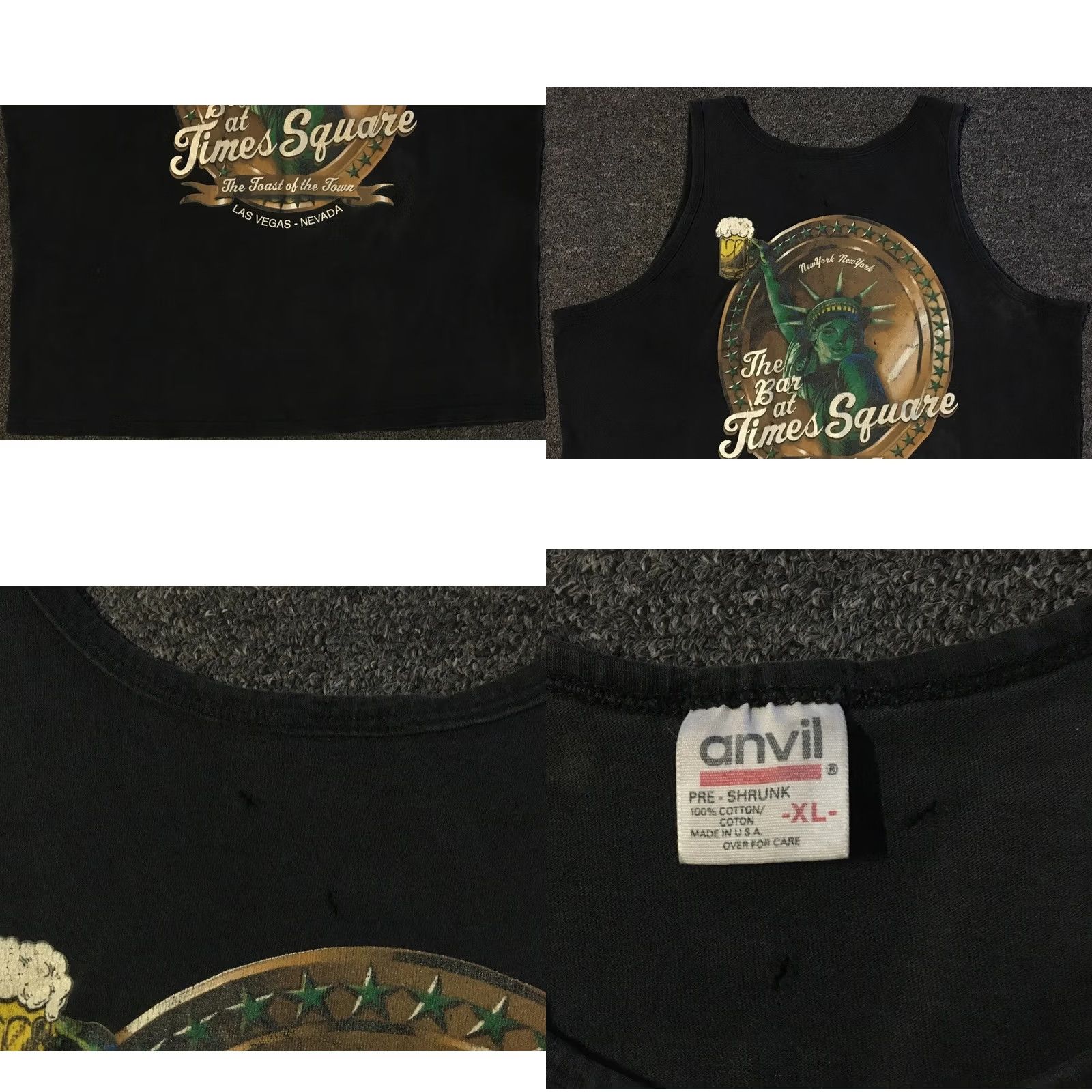 Vintage VINTAGE 90s New York New York Casino Bar Faded Distress Tank Top M Black USA Single Stitch Mens Sleeveless T-Shirt Size M Size US M / EU 48-50 / 2 - 8 Thumbnail