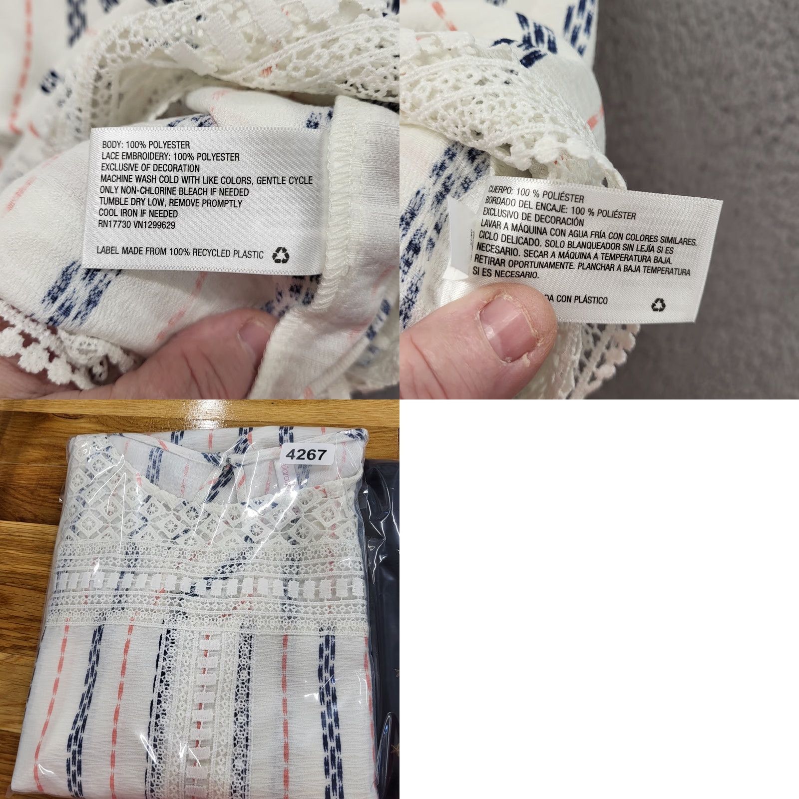 Vintage Xhilaration Dress Women's XL Red White Blue Vertical Striped Lace Trimmed Casual Short Sleeve Size XL / US 12-14 / IT 48-50 - 9 Thumbnail