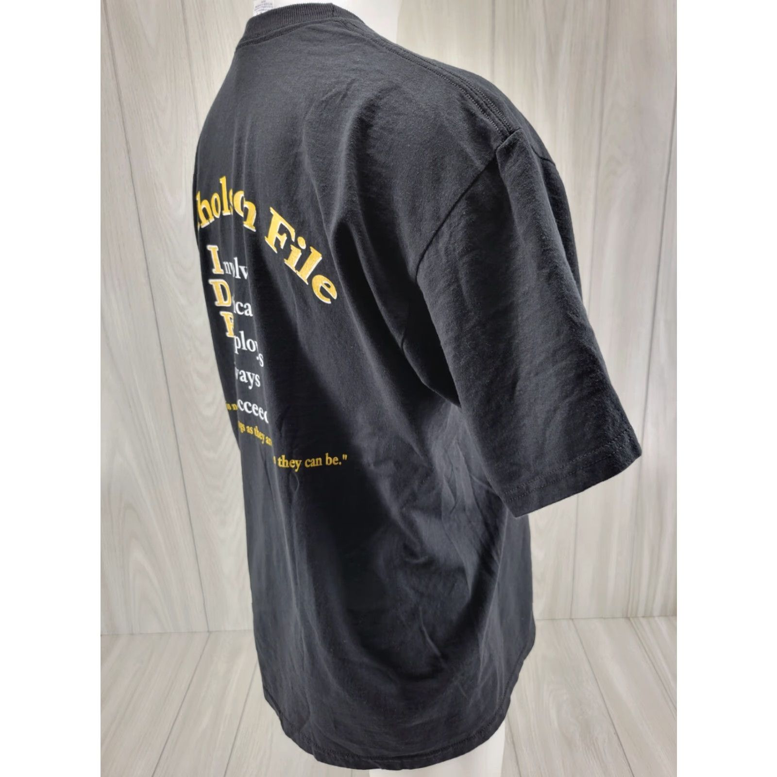 Jerzees VINTAGE Nicholson File Black Shirt Men’s Size L Graphic Print T-Shirt Short Sleeve Men Size US L / EU 52-54 / 3 - 6 Thumbnail
