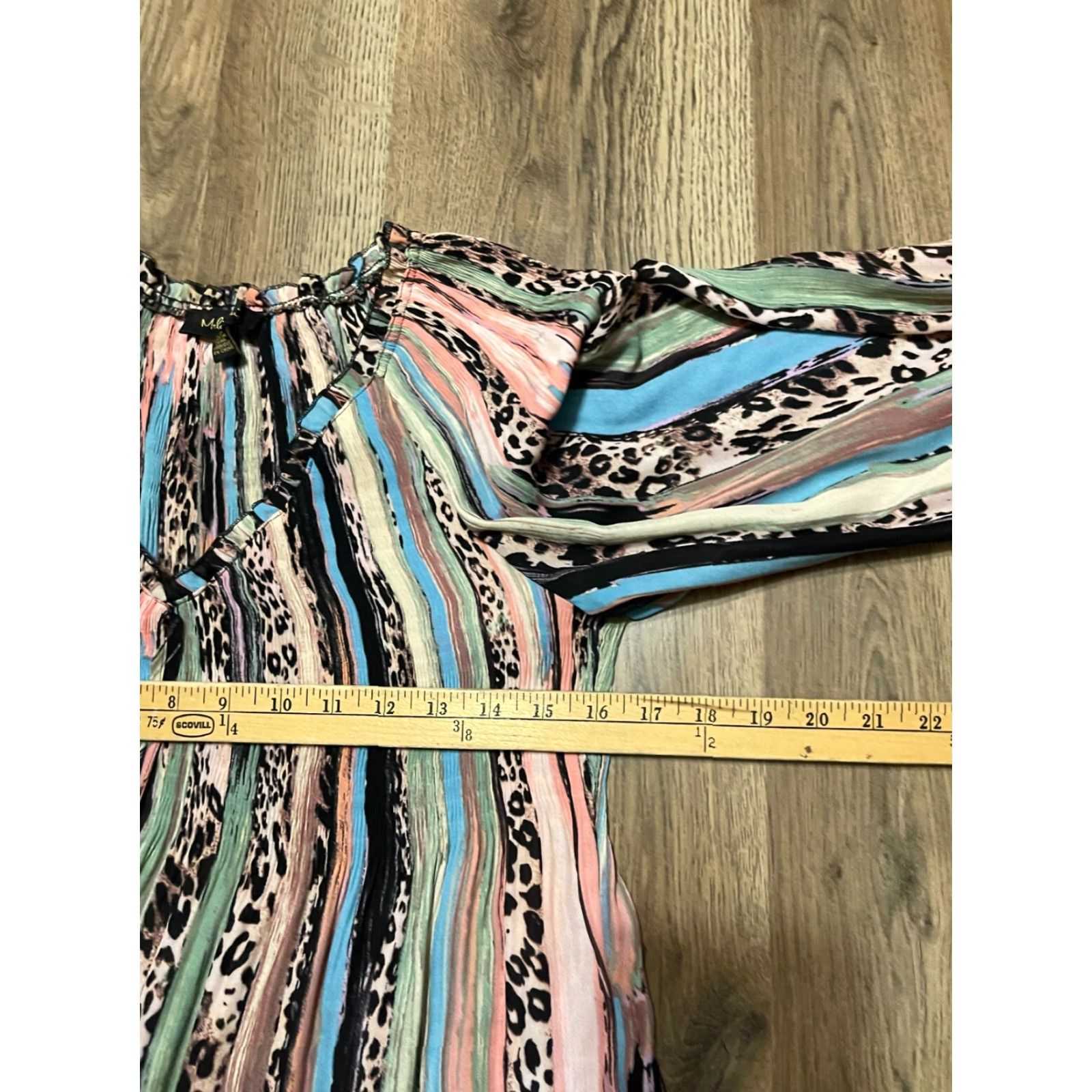 Melissa Melissa Paige Shirt Womens Small Multicolor Animal Print Striped V-Neck T-Shirt Casual Pull-over Size S / US 4 / IT 40 - 5 Thumbnail