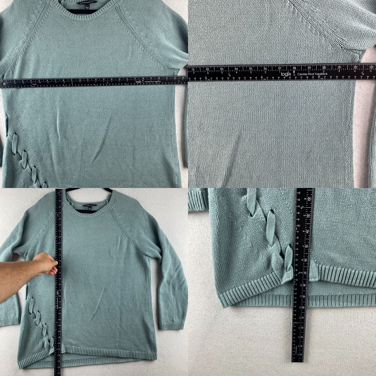 Vintage Rock & Republic Sweater Womens 2XL Blue Pullover Long Sleeve Lace Side Tie Size XXL / US 16-18 / IT 52-54 - 8 Thumbnail