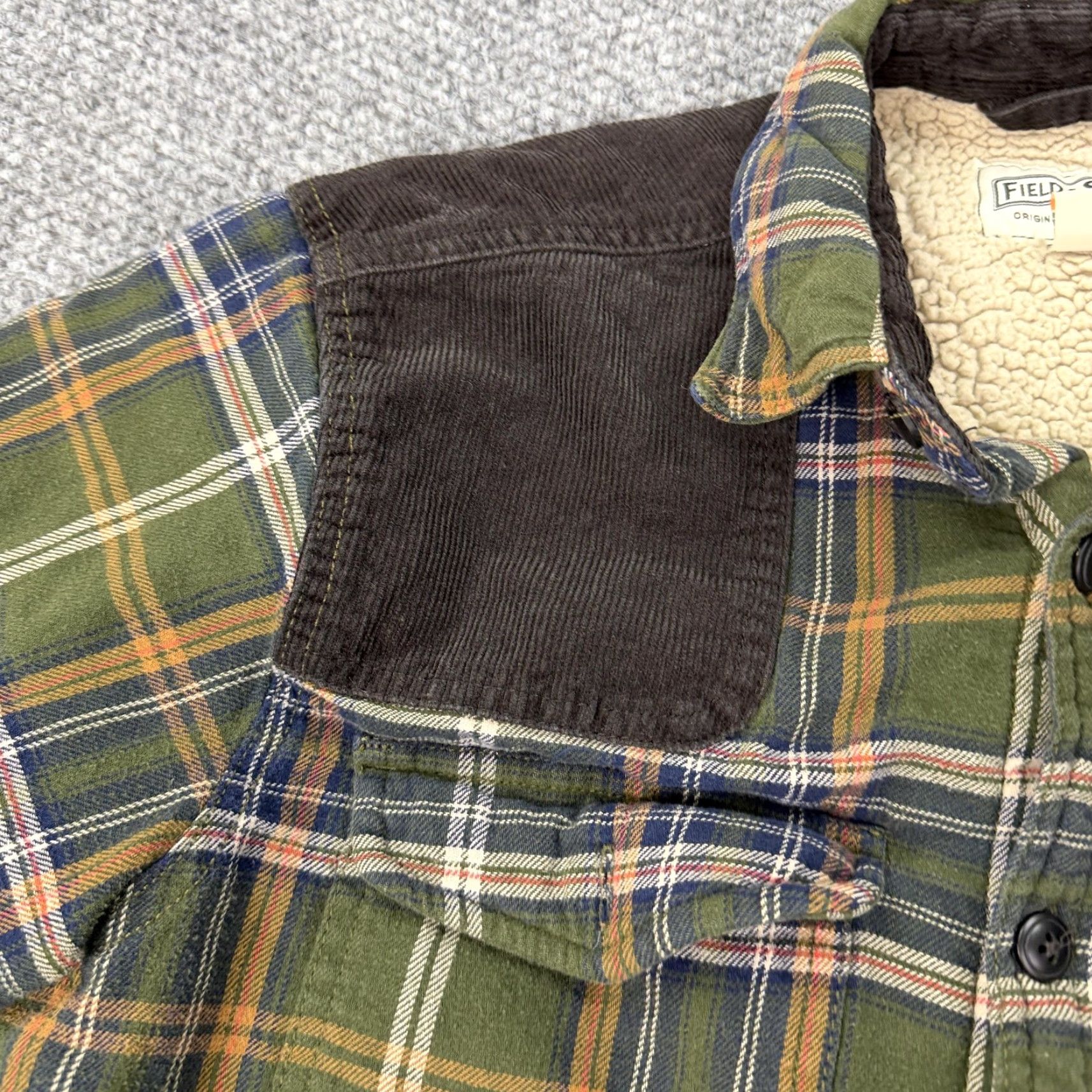 Vintage Field & Stream Shirt Jacket Mens Small Green Plaid Flannel Sherpa Lined Corduroy Jacket Shirt? Size US S / EU 44-46 / 1 - 4 Thumbnail