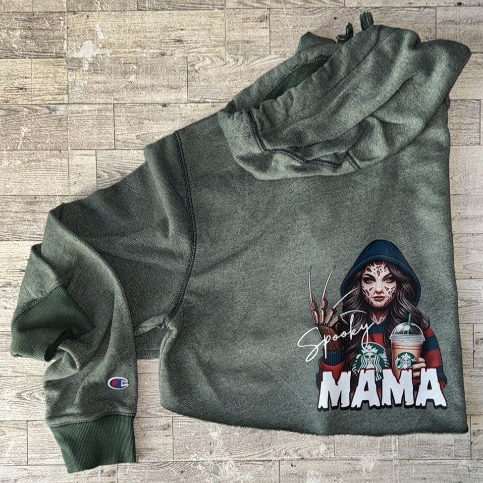 Champion Spooky Mama, Coffee & Halloween, Reworked Cropped Hoodie Size M / US 6-8 / IT 42-44 - 12 Thumbnail