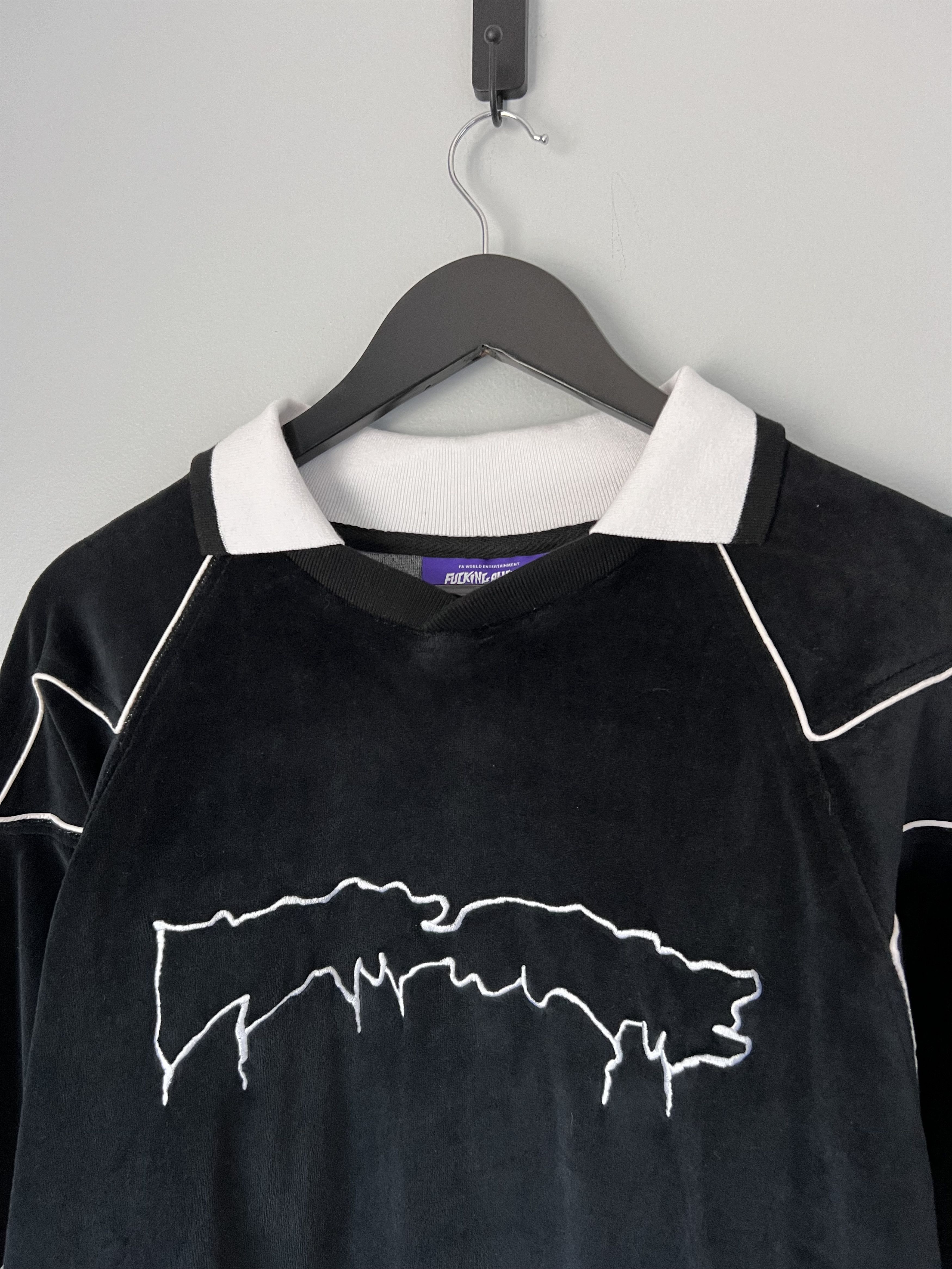 Velour Soccer Jersey L/S Shirt Blk(size options listed