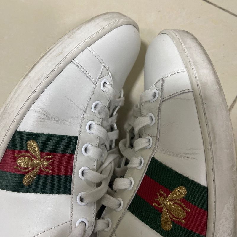 Gucci Gucci ACE Leather Bee Fashion Sneakers - Size US 6.5 / EU 39-40 - 7 Thumbnail