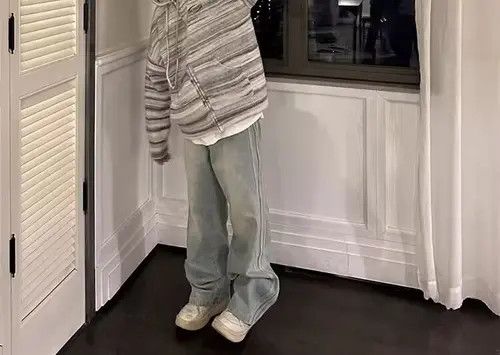 VIBE Vintage washed straight-leg striped rare jeans Size US 32 / EU 48 - 6 Thumbnail