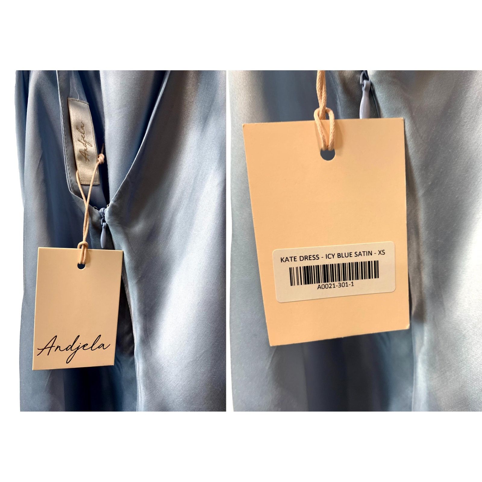 Other NWT Andjela "Kate" Icy Blue Satin Slip Open Back Midi Dress Size XS / US 0-2 / IT 36-38 - 2 Thumbnail