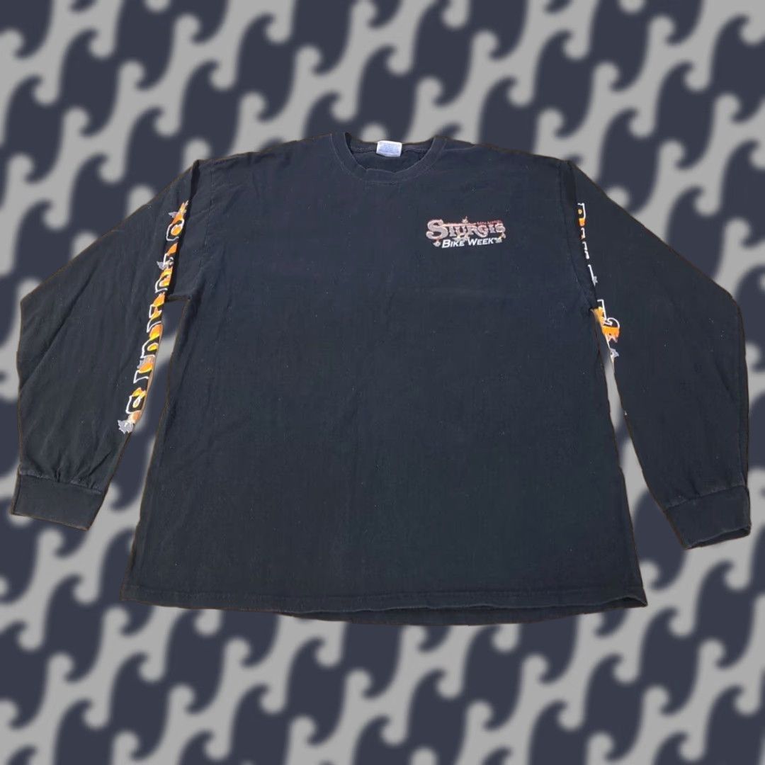 Hanes VINTAGE Hanes Sturgis Shirt Long Sleeve XL Black Skull Graphic 2004 Bike Week Unisex Adults Men Women Shirt Size US XL / EU 56 / 4 - 1 Thumbnail