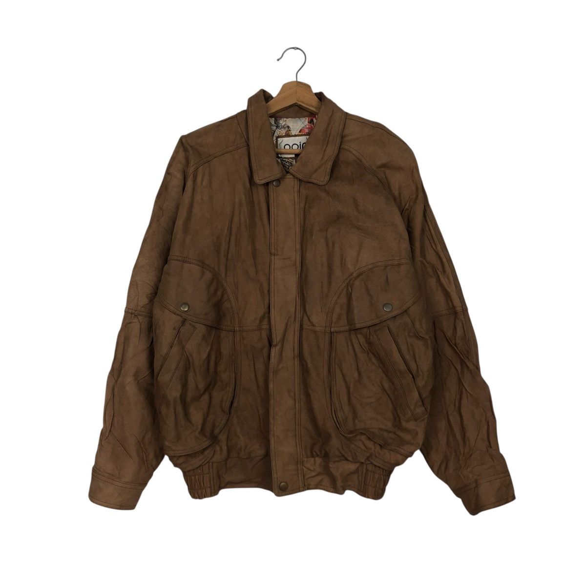 Japanese Brand 🔥VINTAGE BIKER LEATHER JACKET POINT BLANKET FULL PRINT Size US XL / EU 56 / 4 - 3 Thumbnail