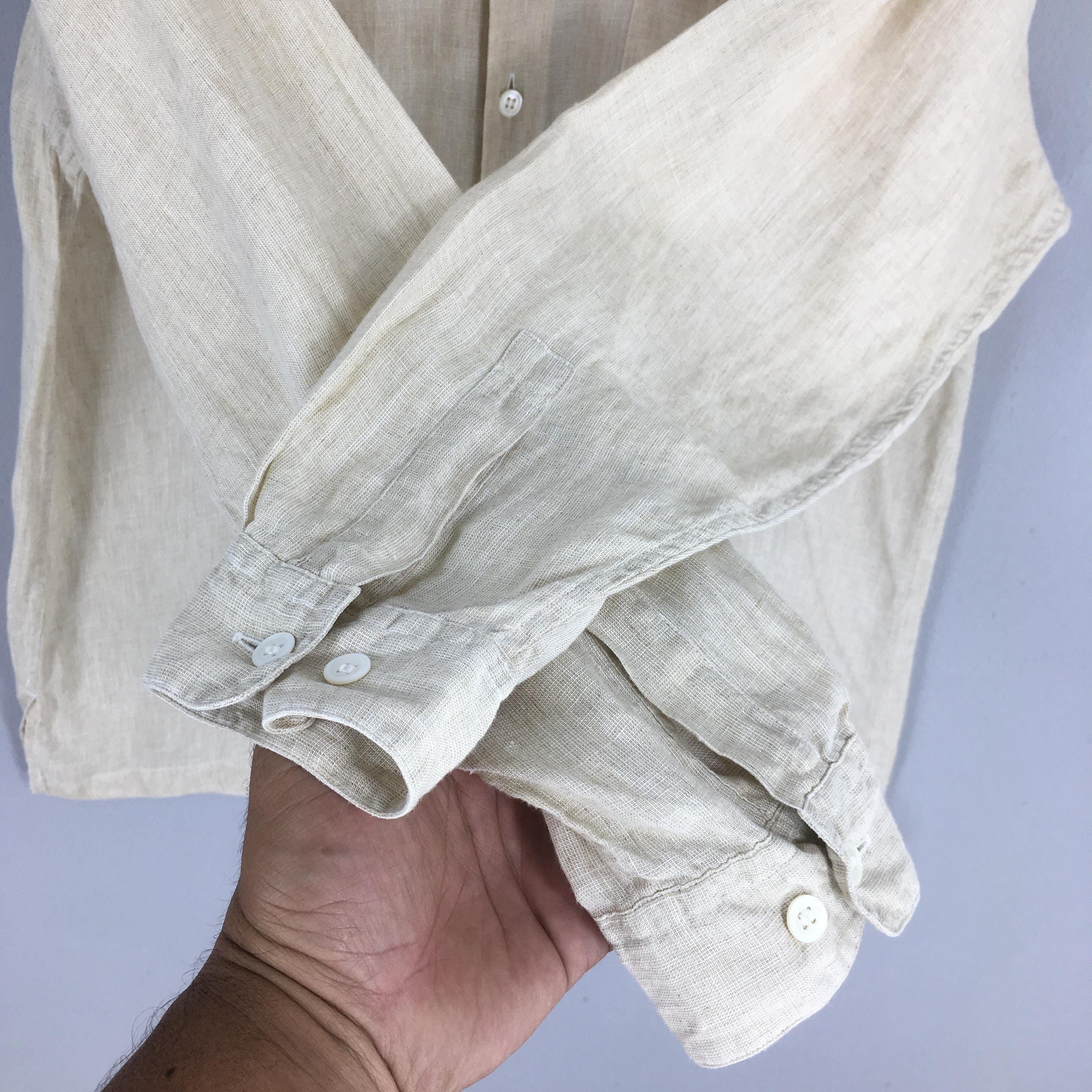 Issey Miyake 90s Issey Miyake Design Studio Beige Linen Shirt Medium Size US L / EU 52-54 / 3 - 6 Thumbnail