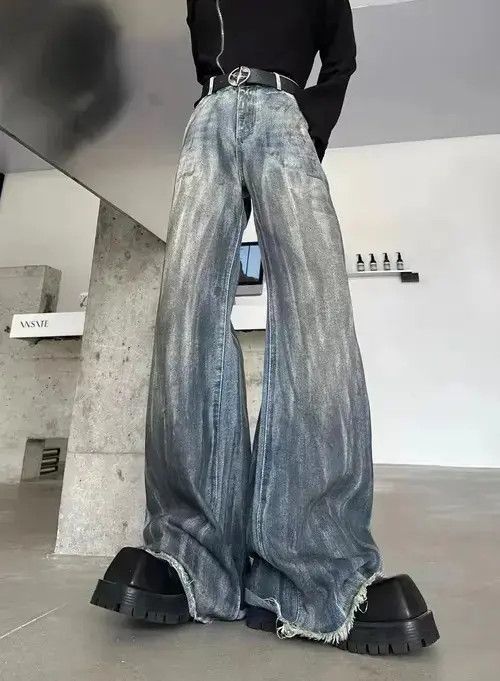 VIBE Street distressed corrugated crease micro-flared jeans Size US 32 / EU 48 - 3 Thumbnail