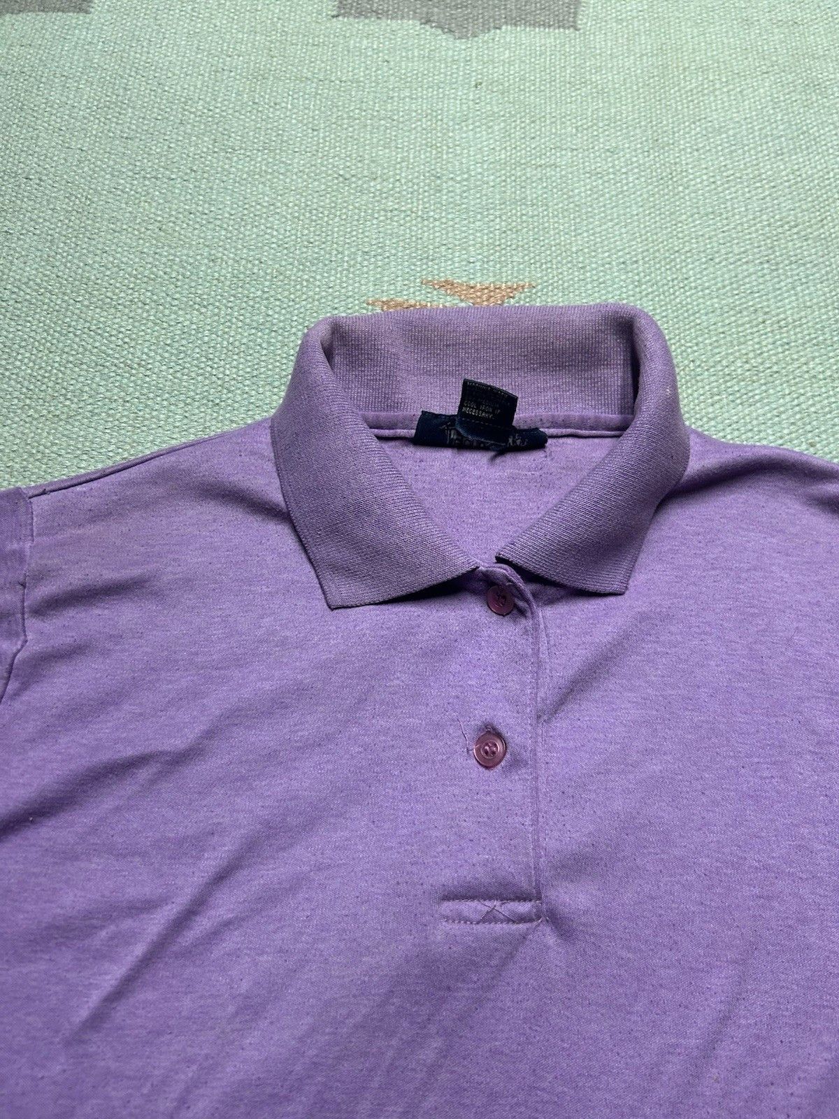Vintage Vintage 80s polo shirt blank purple soft worn women’s large Size L / US 10 / IT 46 - 4 Thumbnail