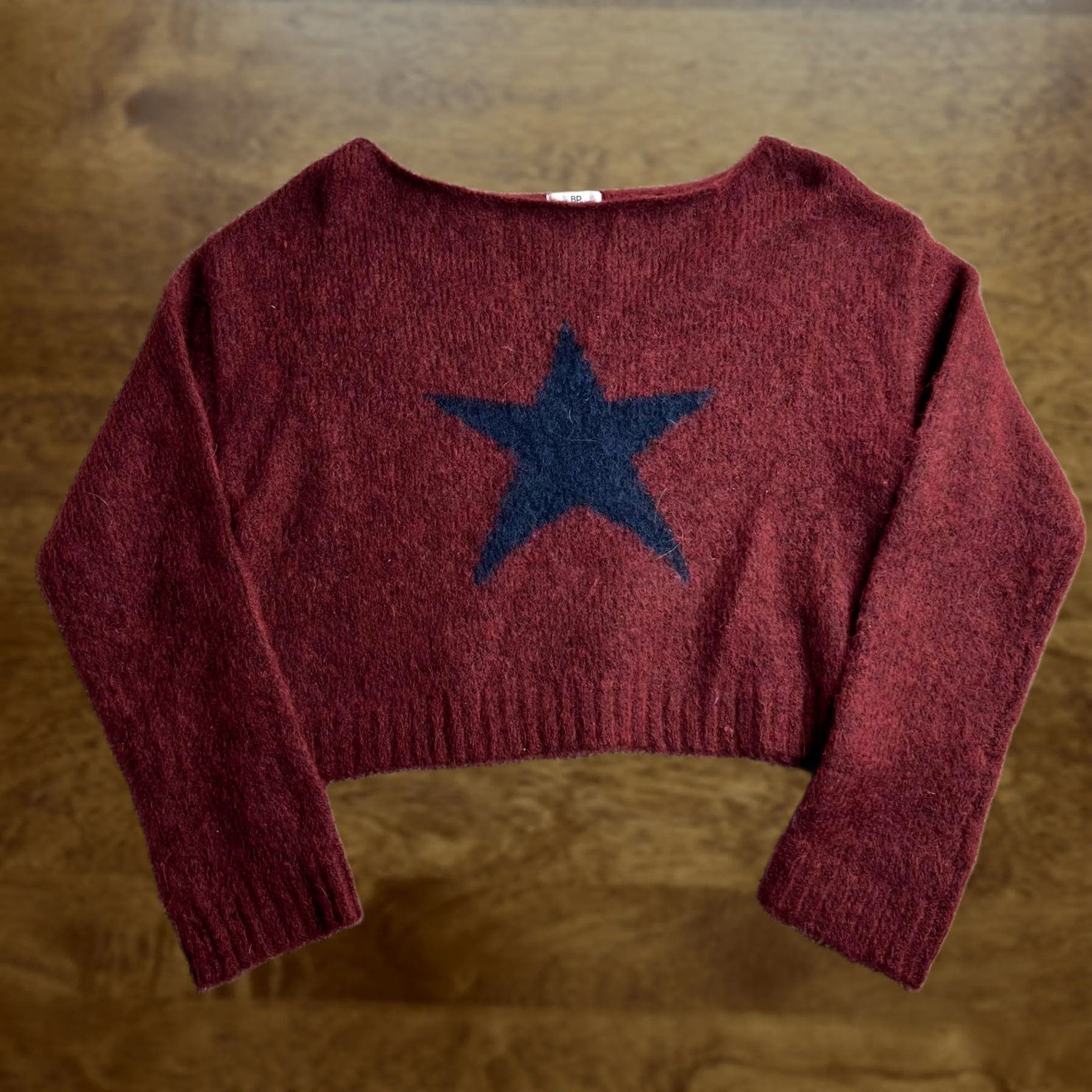 Vintage BP. Sweater Juniors M Red Star Graphic Fuzzy Cropped Knit Pullover Size M / US 6-8 / IT 42-44 - 1 Thumbnail