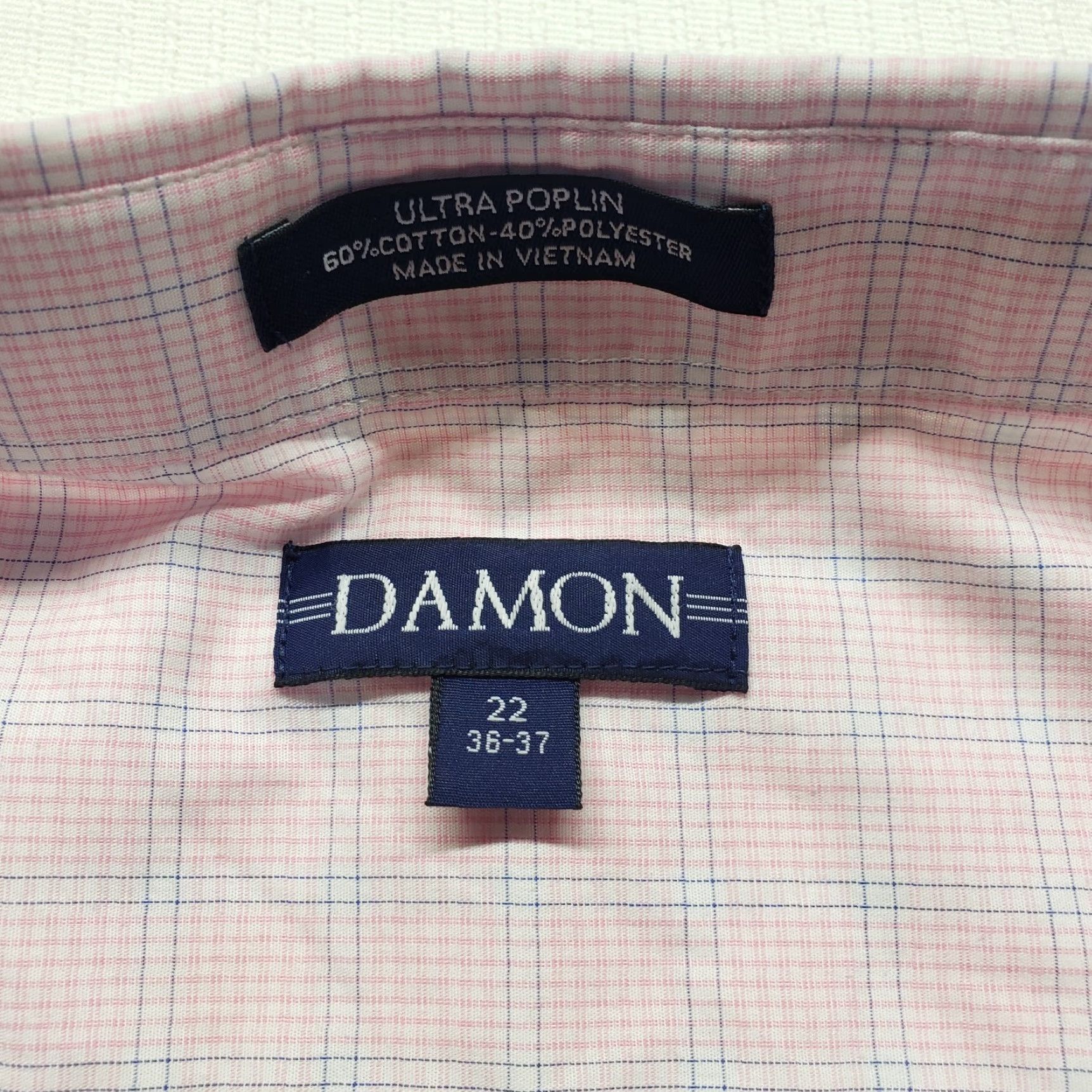 Pinko Damon Shirt Button-Up Long Sleeve Check Pink Adult Men 22 36-37 Big & Tall Collared Spread Casual Poplin Cotton Polyester Mens Size US XXL / EU 58 / 5 - 3 Thumbnail