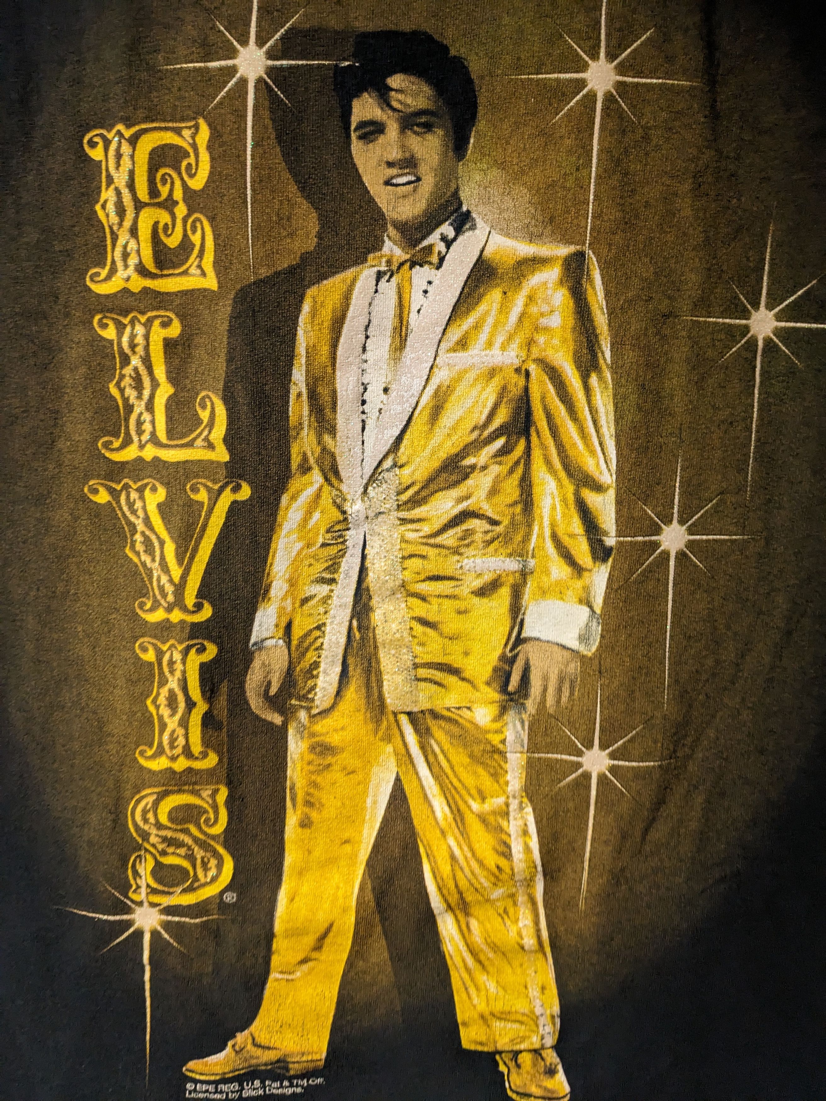 Band Tees × Vintage Vintage Y2K Elvis Gold Lamé Suite Music Black Large T-Shirt Size US L / EU 52-54 / 3 - 2 Thumbnail