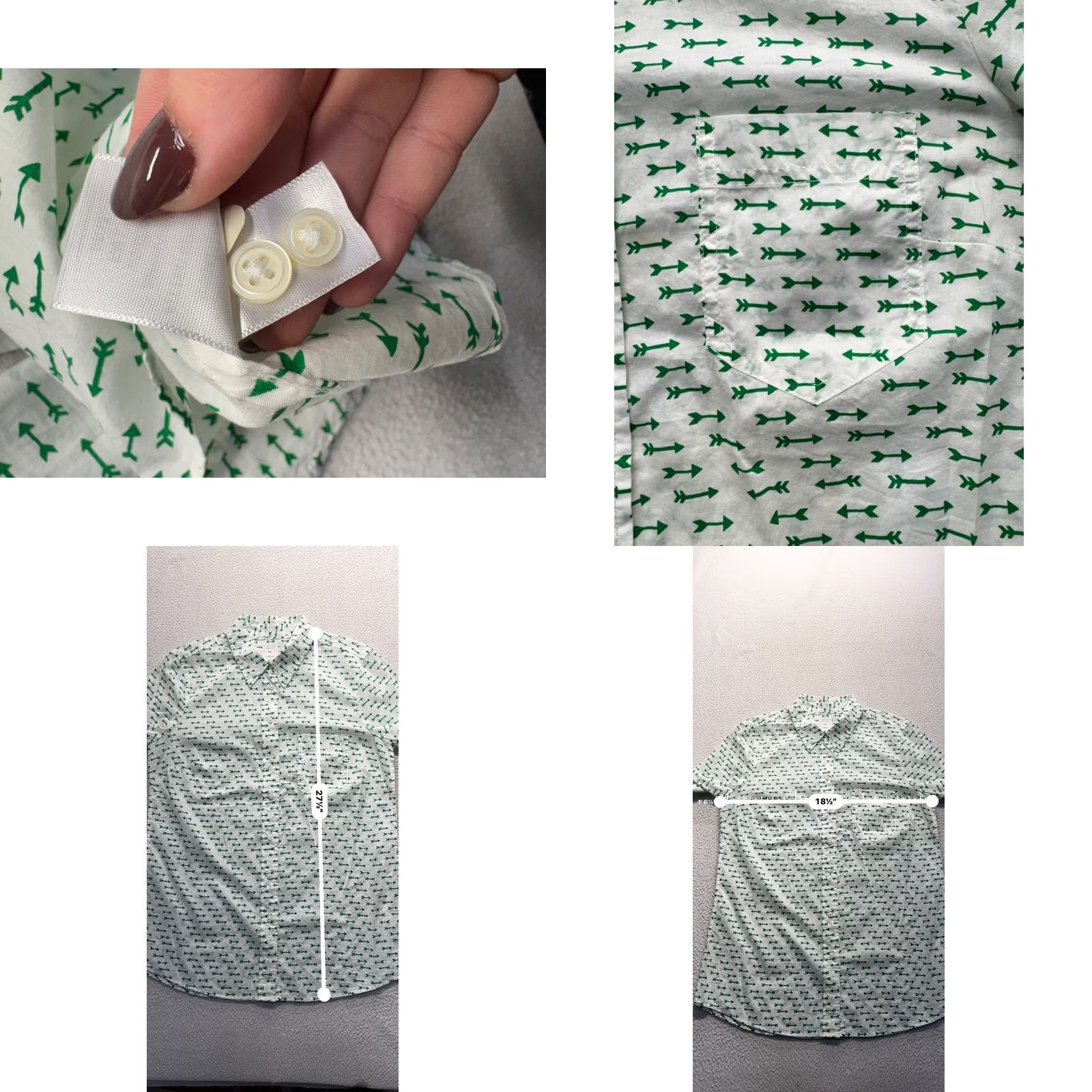 Gap Gap Fitted Boyfriend Shirt Green Arrow Print Long Sleeve S Mens Size US S / EU 44-46 / 1 - 8 Thumbnail