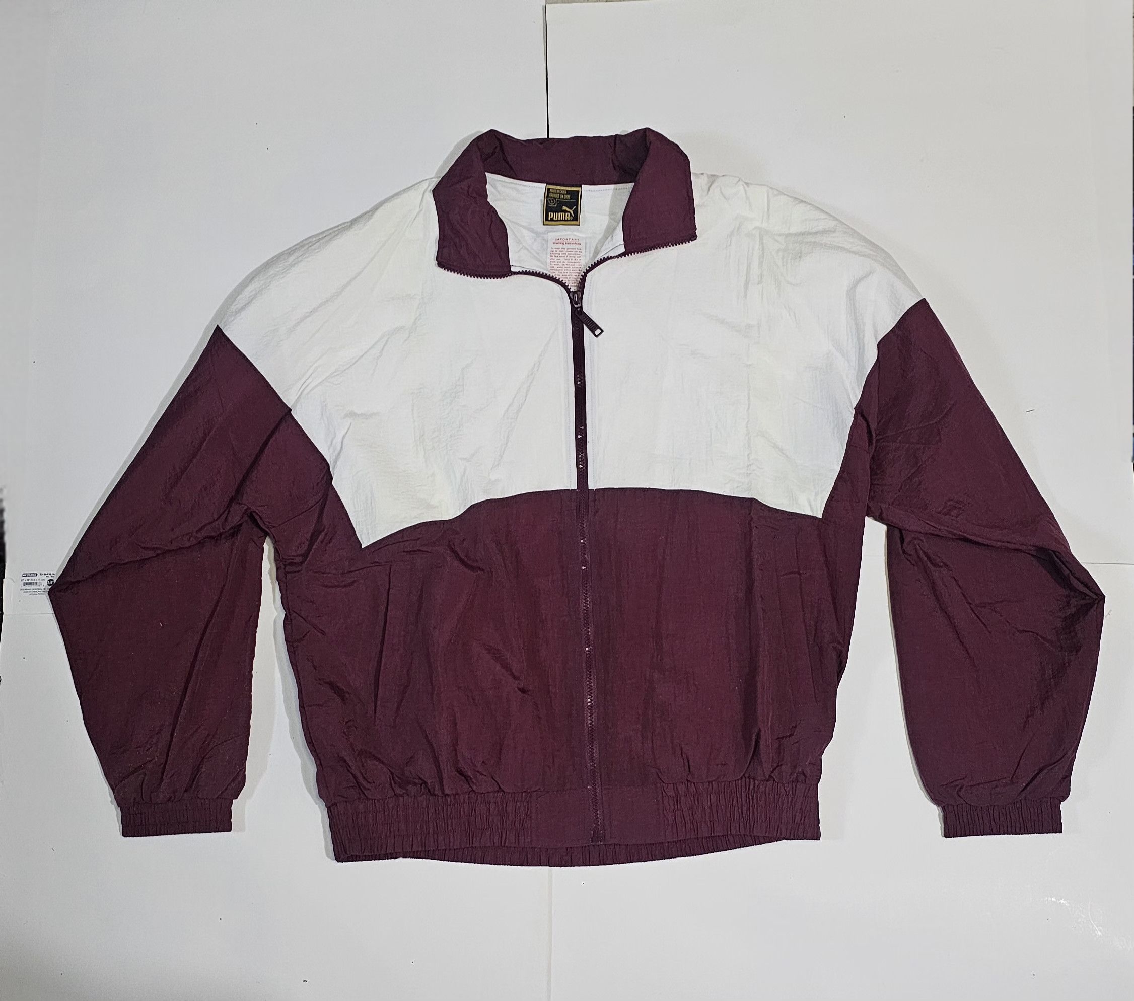 Puma Vintage Puma Windbreaker Jacket Burgundy/White Size US L / EU 52-54 / 3 - 1 Thumbnail