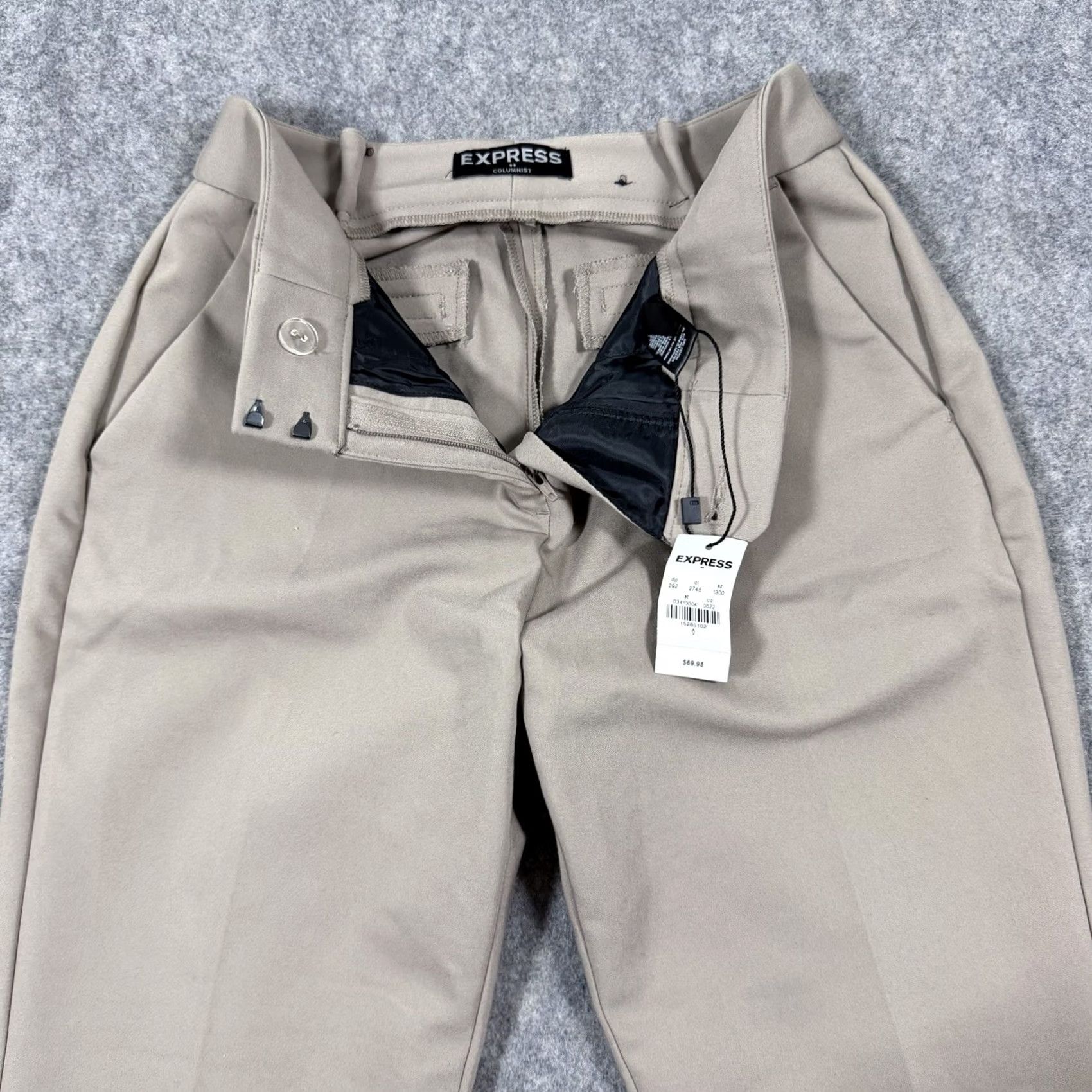Express Express Columnist Mid Rise Pants Womens 0 Beige NWT Slim Bootcut Flat Front 26x27.5 Modern Dress Pants Size 25" / US 0 / IT 36 - 5 Thumbnail