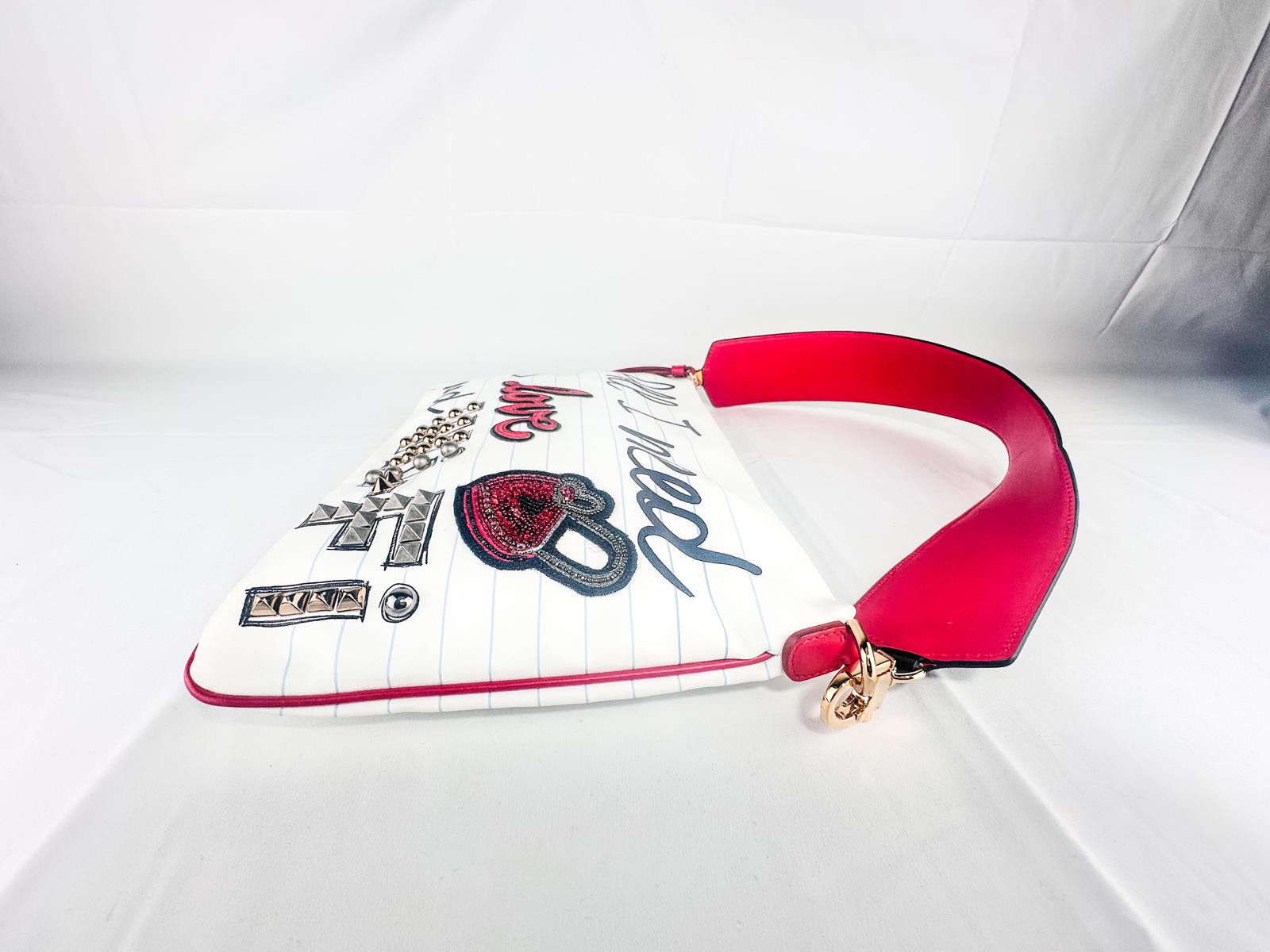 Dolce & Gabbana Calfskin All I Need is Love and Wifi Shoulder Bag White Size ONE SIZE - 7 Thumbnail