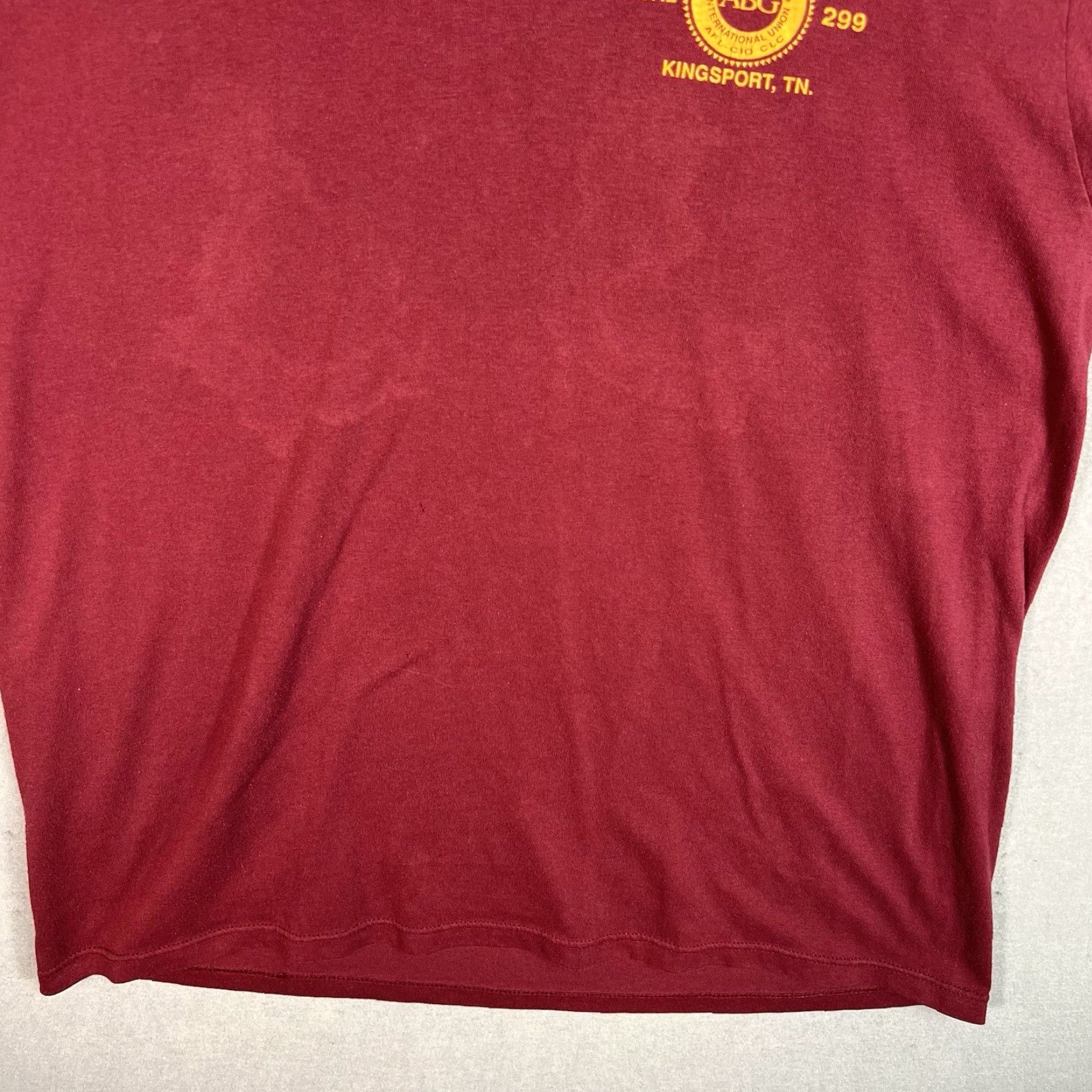 Vintage VINTAGE 90s Aluminum Brick Glass Workers Union Graphic Tee Adult Large Red Mens Size US L / EU 52-54 / 3 - 6 Thumbnail